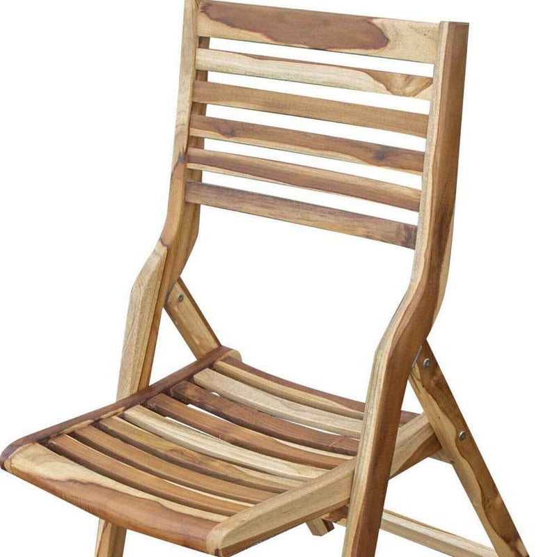 22" Brown Solid Wood Outdoor Folding Dining Chair