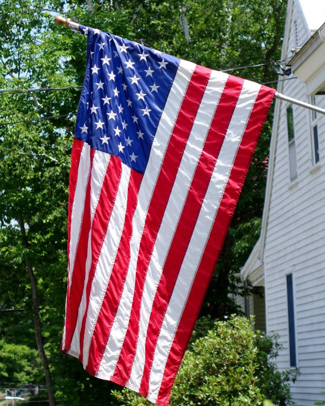 Set of Four Red White And Blue Embroidered Nylon American Flags - Outdoor