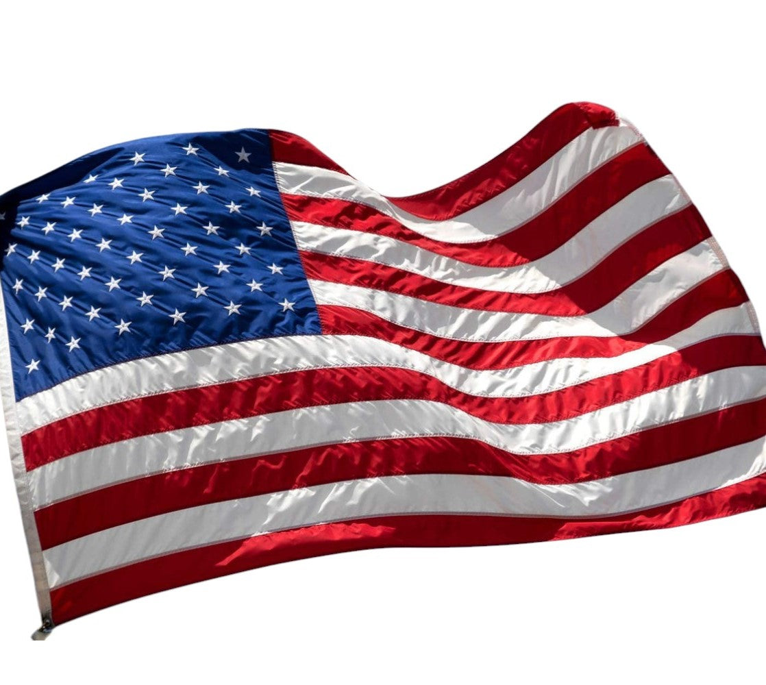 Set of Four Red White And Blue Embroidered Nylon American Flags - Outdoor