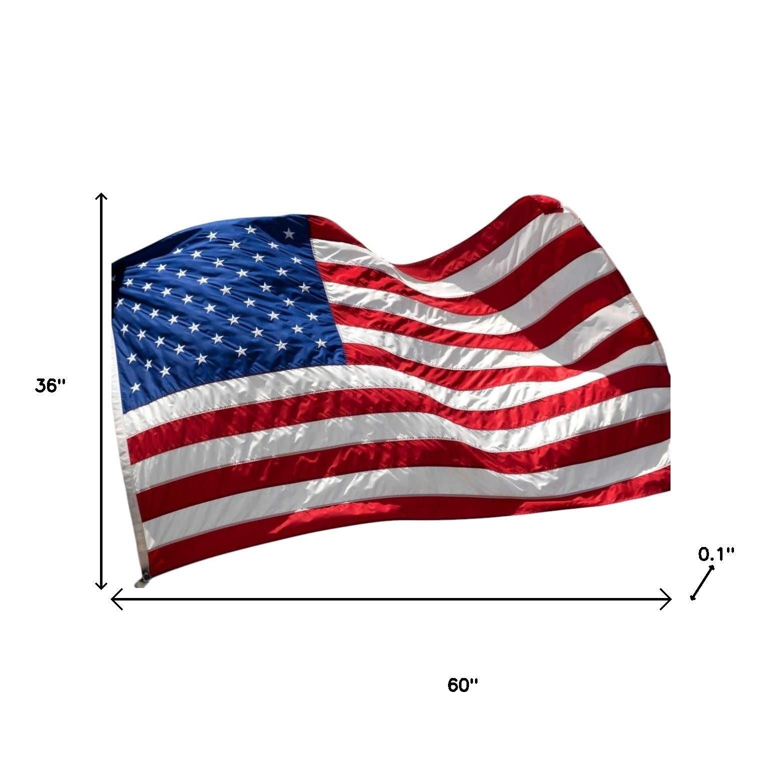 3' x 5' Red White And Blue Embroidered Nylon American Flag - Outdoor