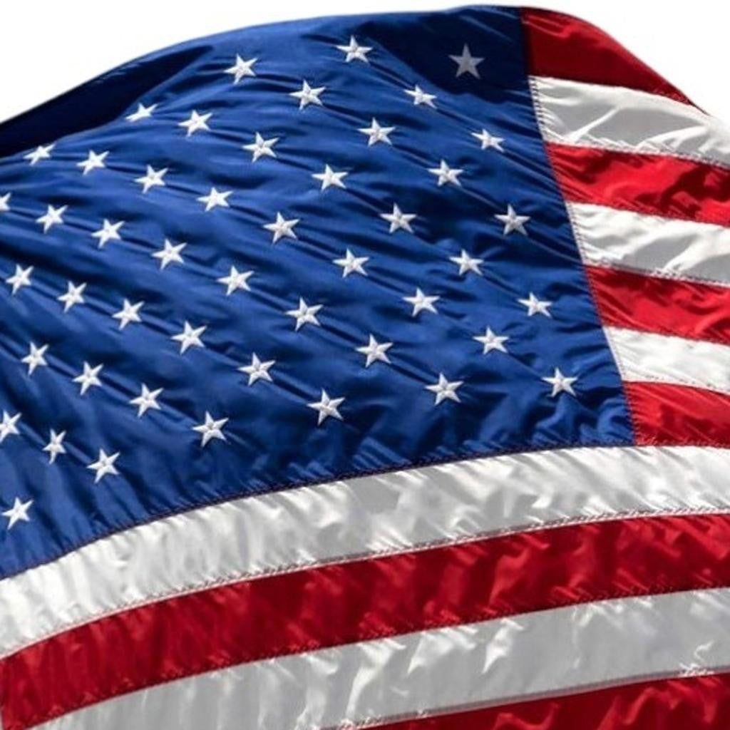 Set of Two Red White And Blue Embroidered Nylon American Flags - Outdoor