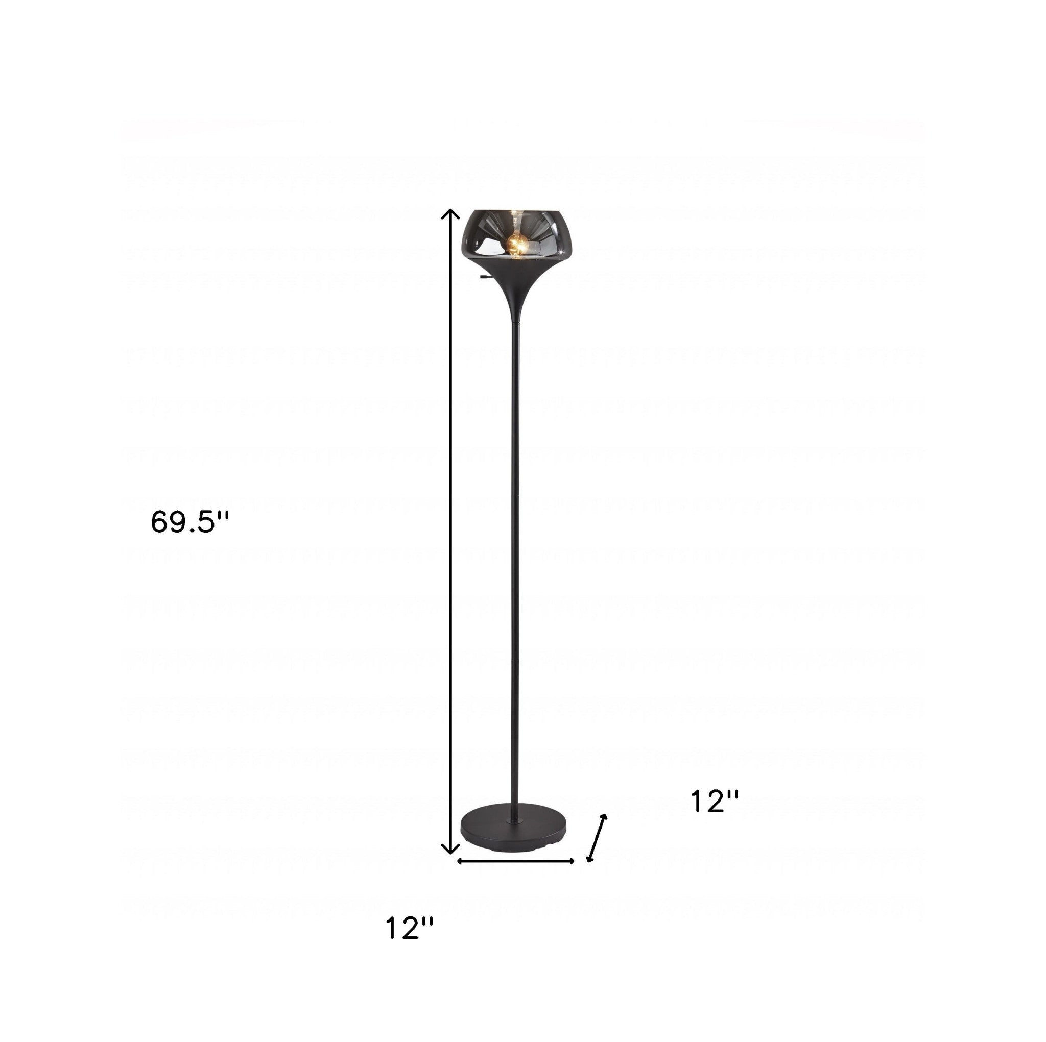 70" Black With Black Glass Shade - Lighting