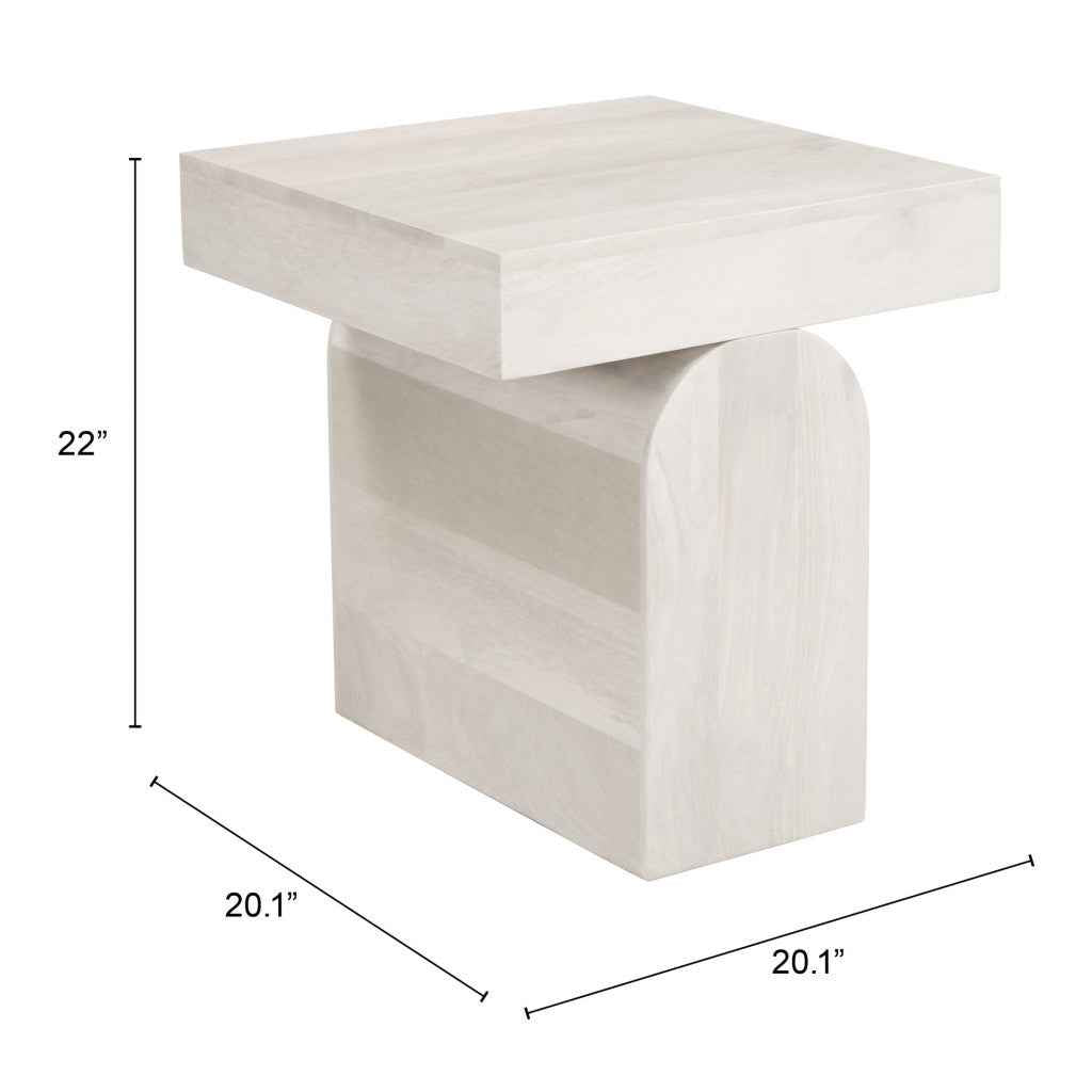 22" Natural Solid Wood Square Pedestal End Table