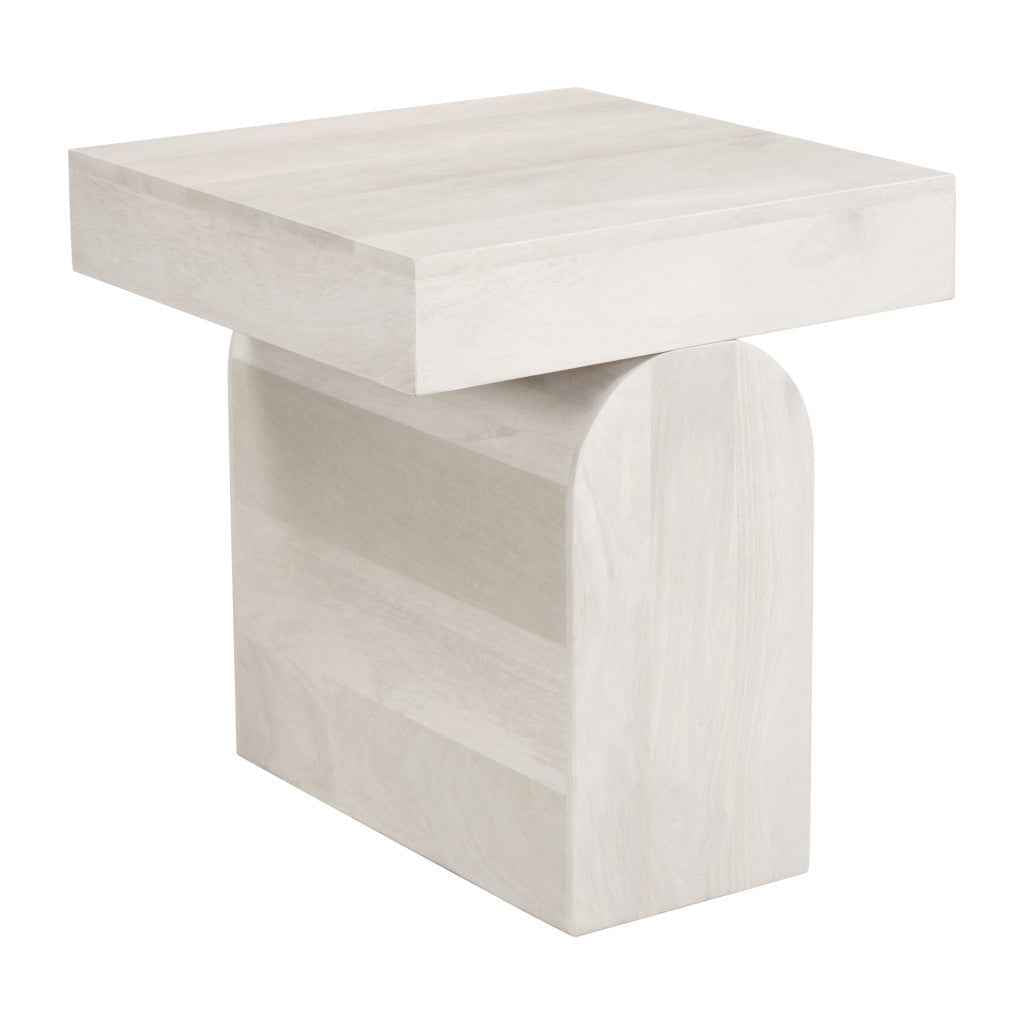 22" Natural Solid Wood Square Pedestal End Table