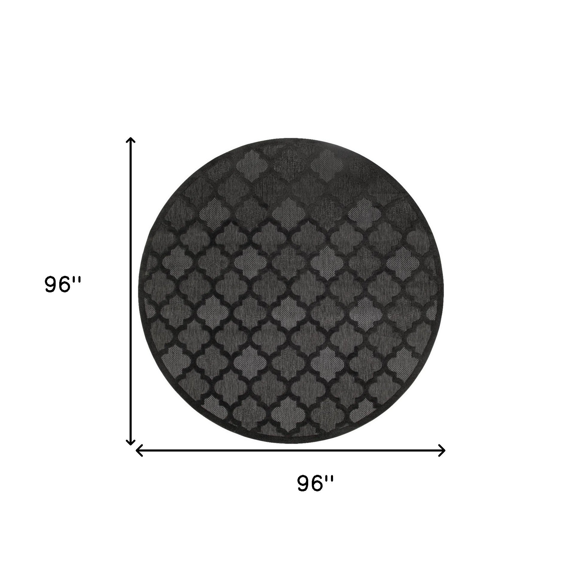8' Charcoal And Black Round Trellis Indoor Outdoor Area Rug - Sports & Outdoor