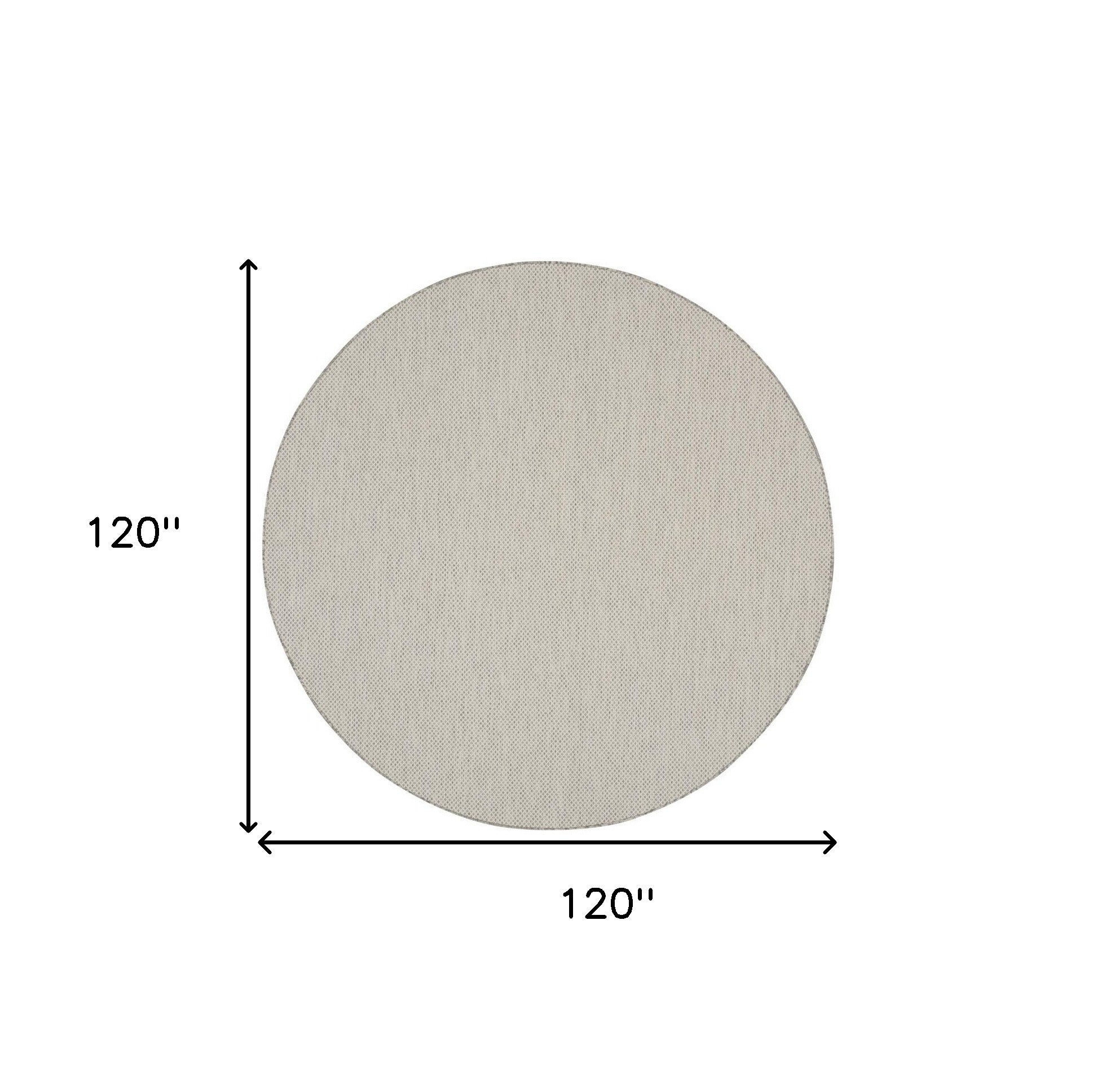 10' Ivory And Gray Round Geometric Indoor Outdoor Area Rug - Sports & Outdoor