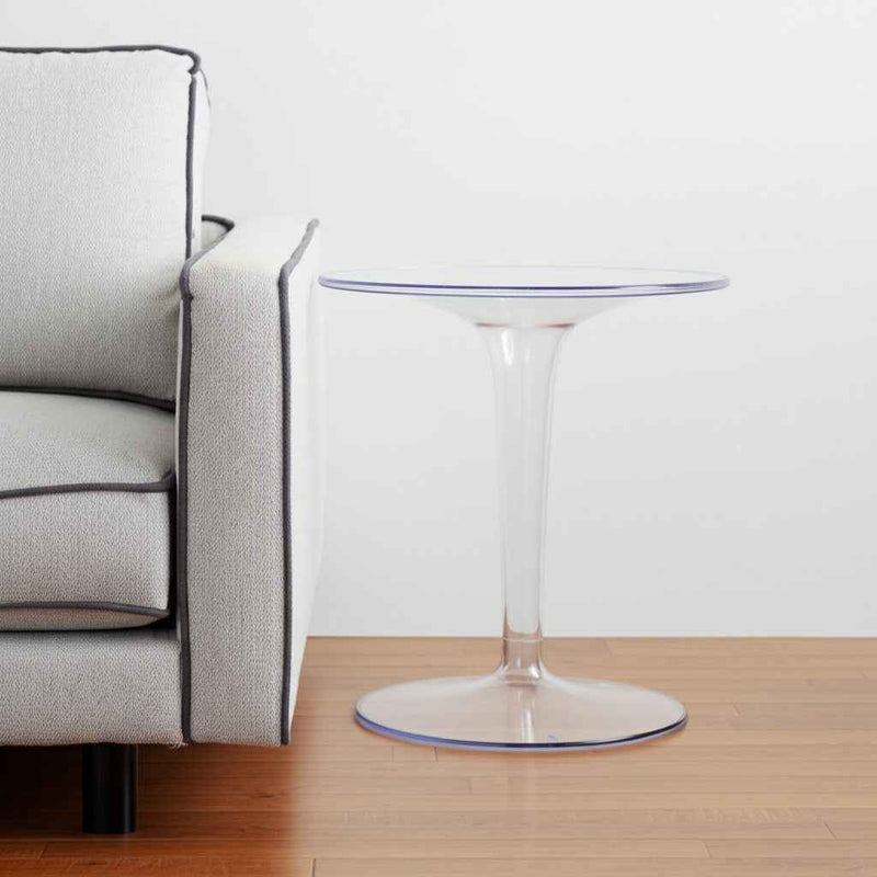 20" Clear Heavy Duty Plastic Indoor Outdoor Round Pedestal End Table