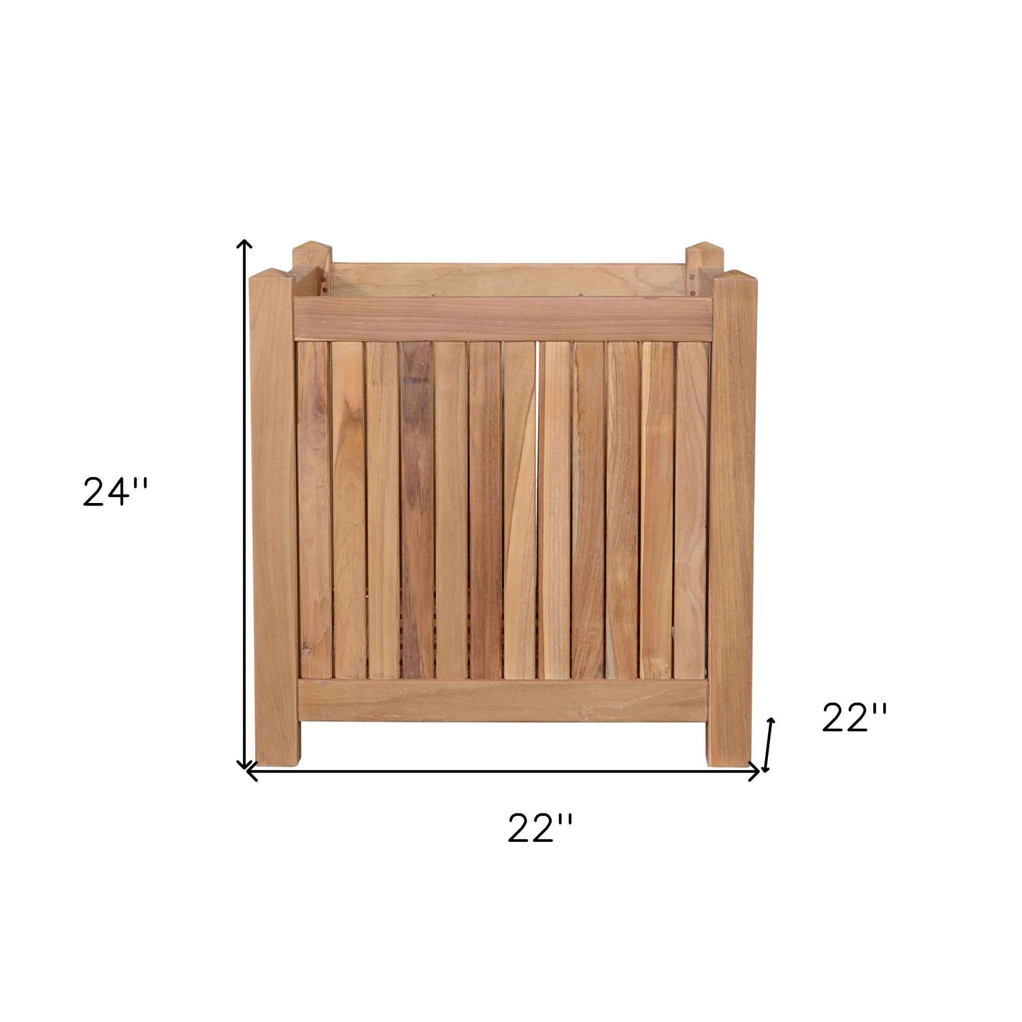 22" Natural Solid Wood Indoor Outdoor Square Planter Box
