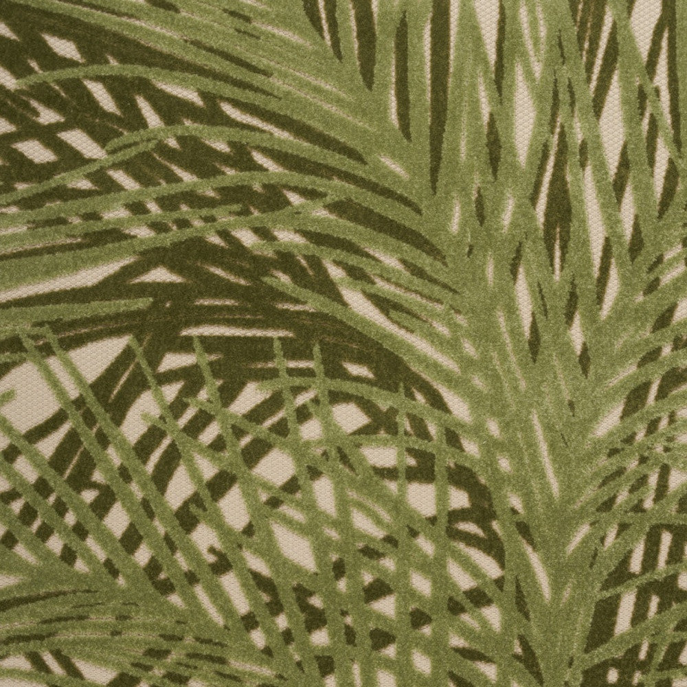 6' X 9' Ivory And Green Palm Leaf Indoor Outdoor Area Rug - Outdoor