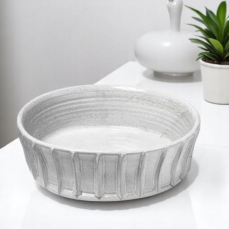 16" White Ceramic Round - Kitchen & Dining