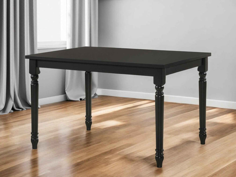 48" Black Solid Wood Dining Table