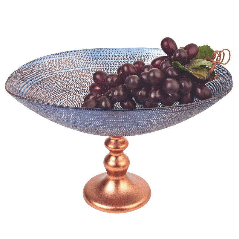 Handcrafted European Glass Centerpiece Footed Bowl - Kitchen & Dining