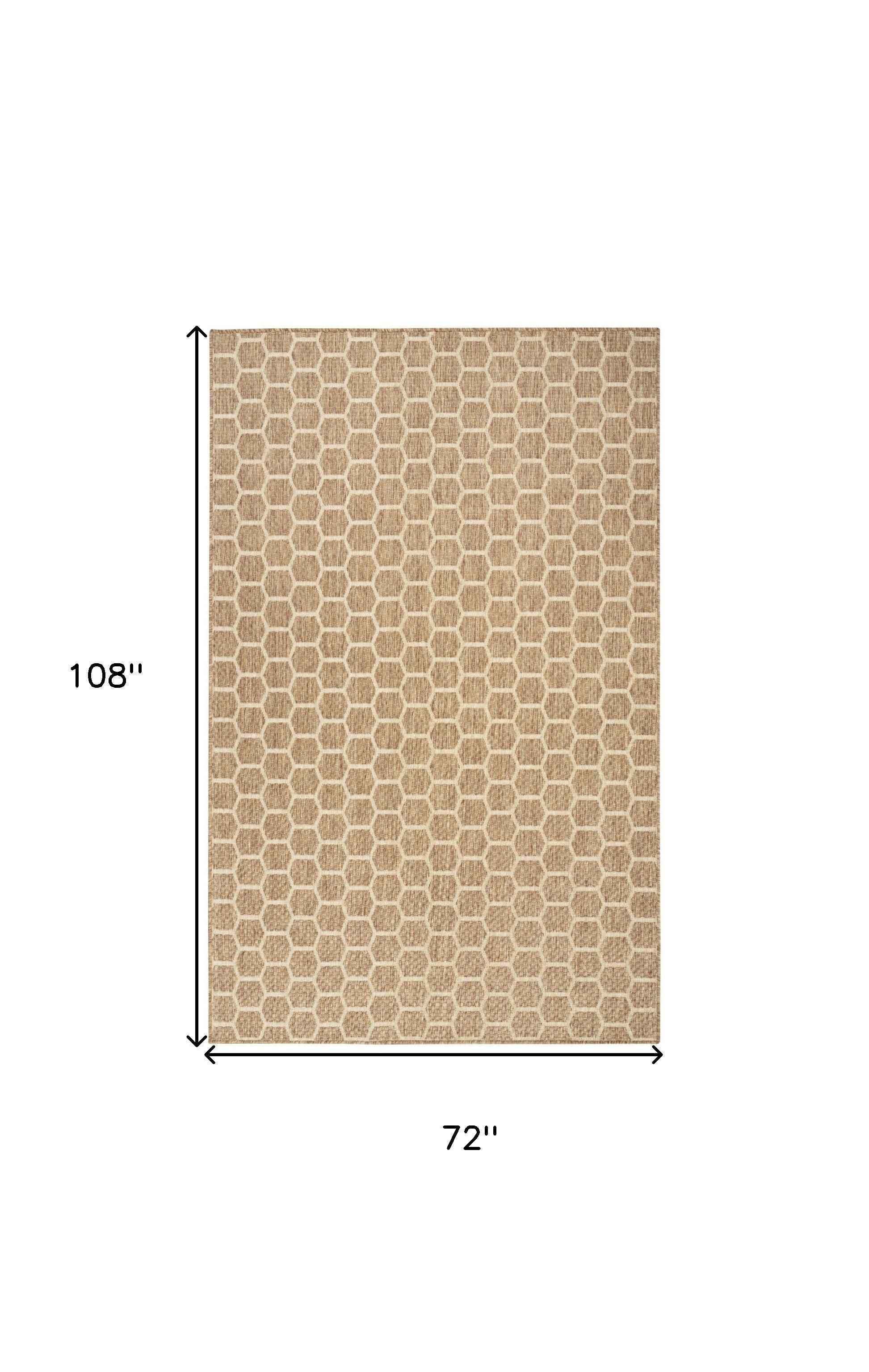 4' X 6' Natural And Beige Geometric Indoor Outdoor Area Rug