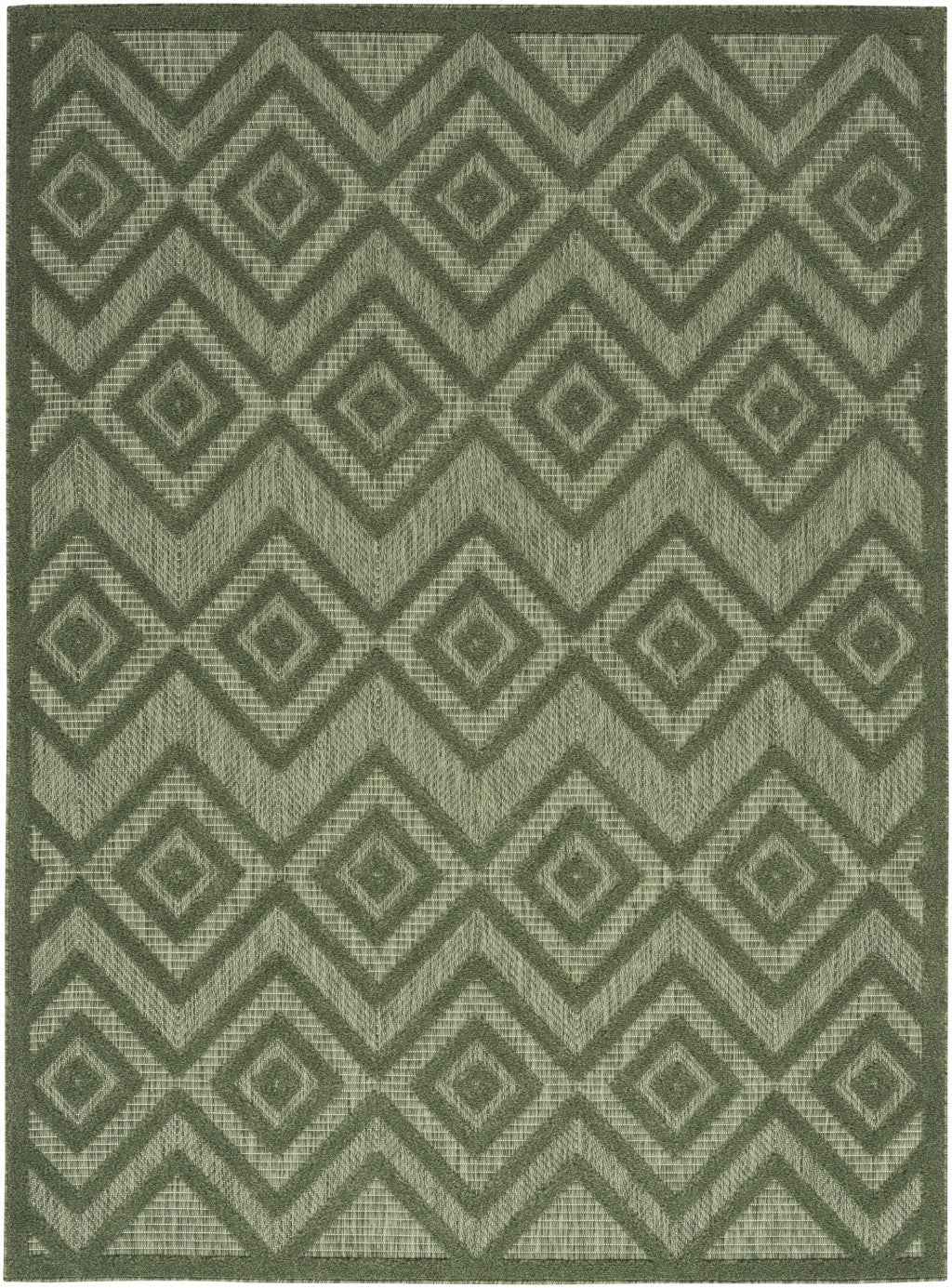 4' X 6' Dark Green And Light Green Geometric Indoor Outdoor Area Rug