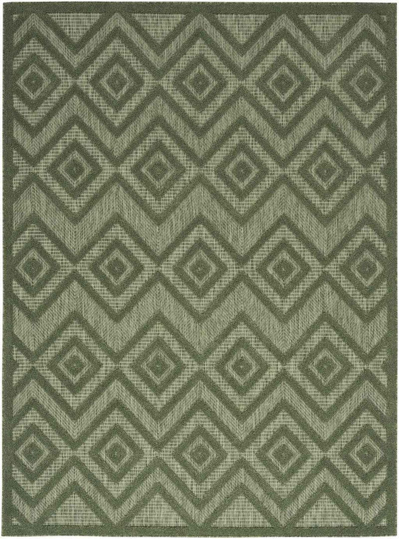 4' X 6' Dark Green And Light Green Geometric Indoor Outdoor Area Rug