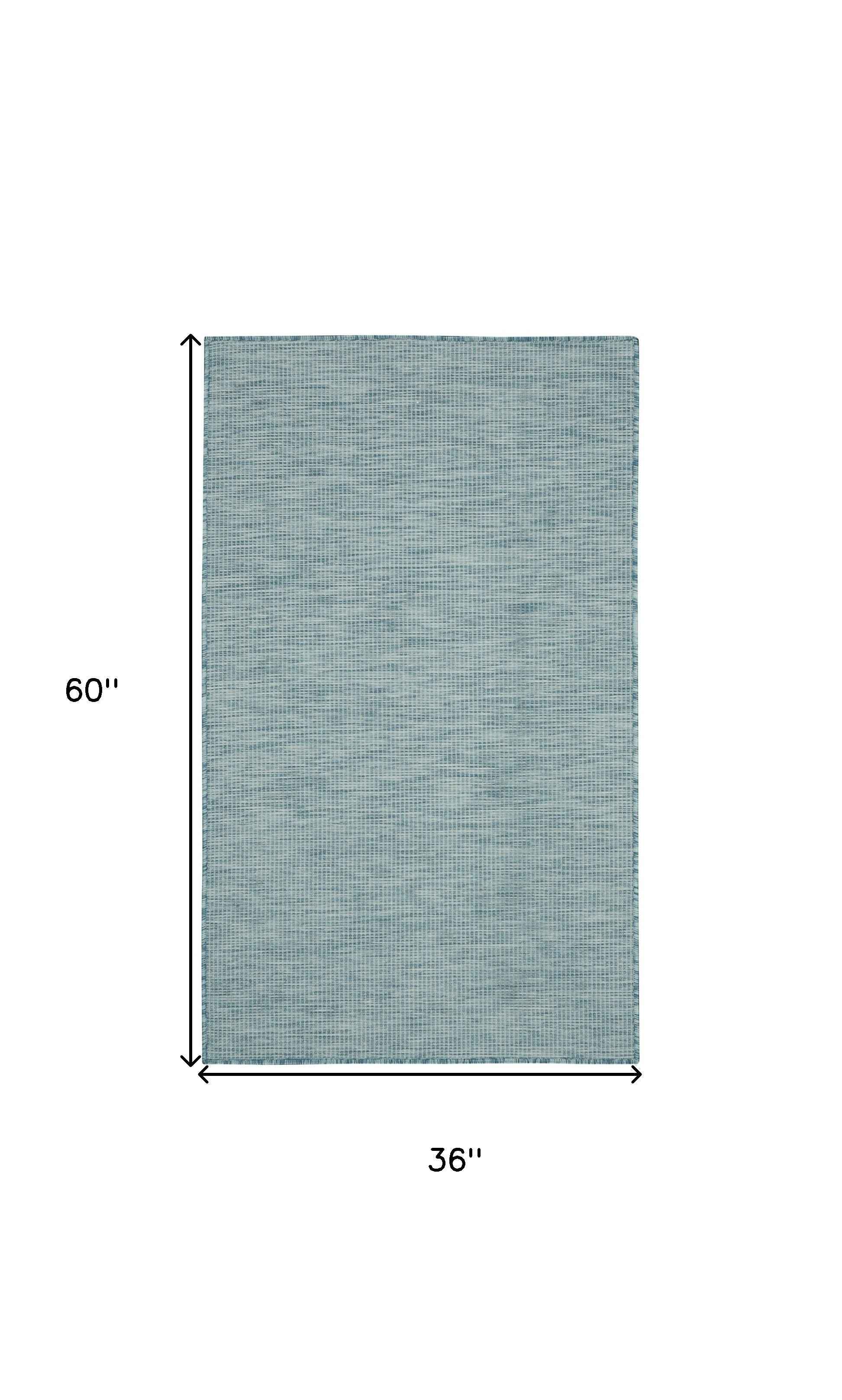 3' X 5' Aqua And Ivory Indoor Outdoor Area Rug
