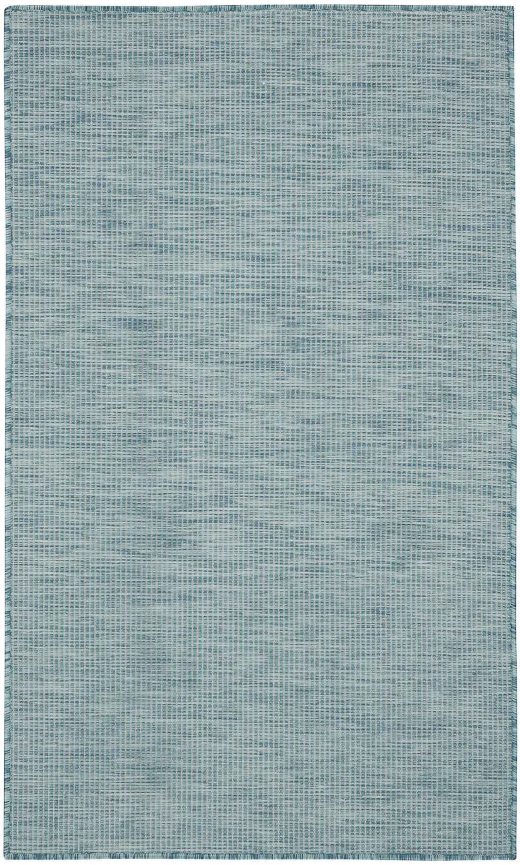 3' X 5' Aqua And Ivory Indoor Outdoor Area Rug