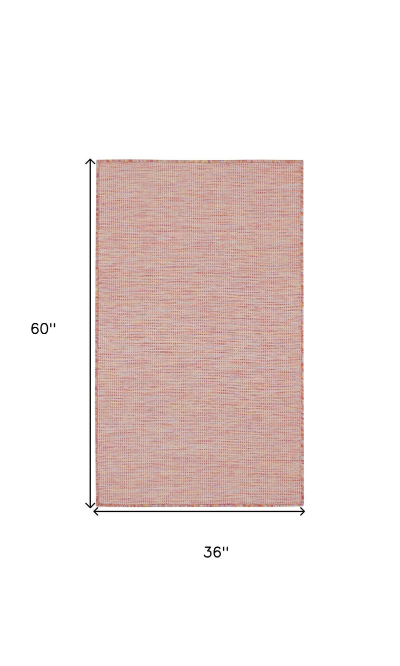 3' X 5' Rainbow Red And Ivory Indoor Outdoor Area Rug