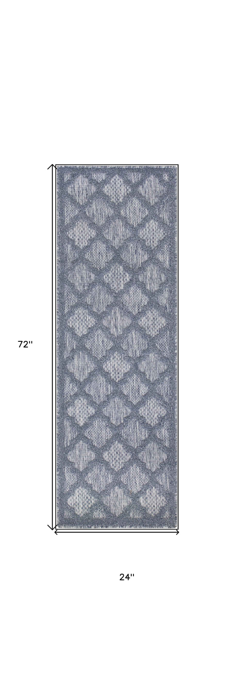 6' Denim Blue And Ivory Geometric Indoor Outdoor Area Rug