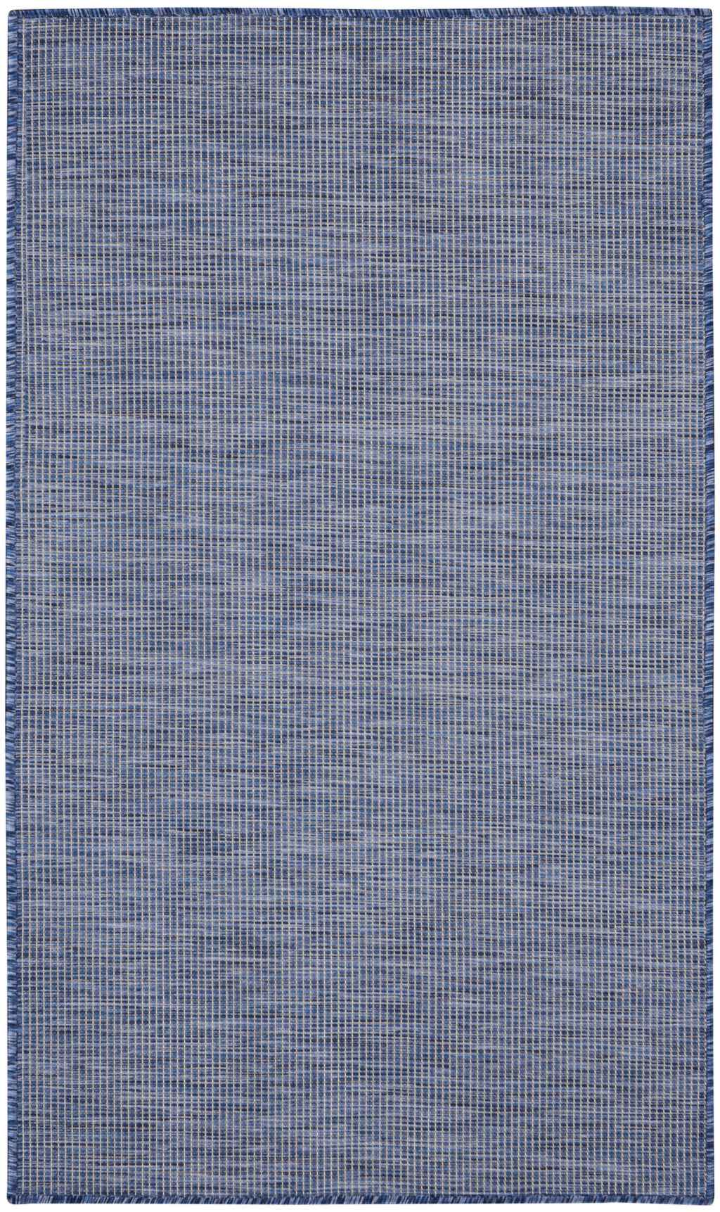 3' X 5' Navy Blue And Ivory Indoor Outdoor Area Rug