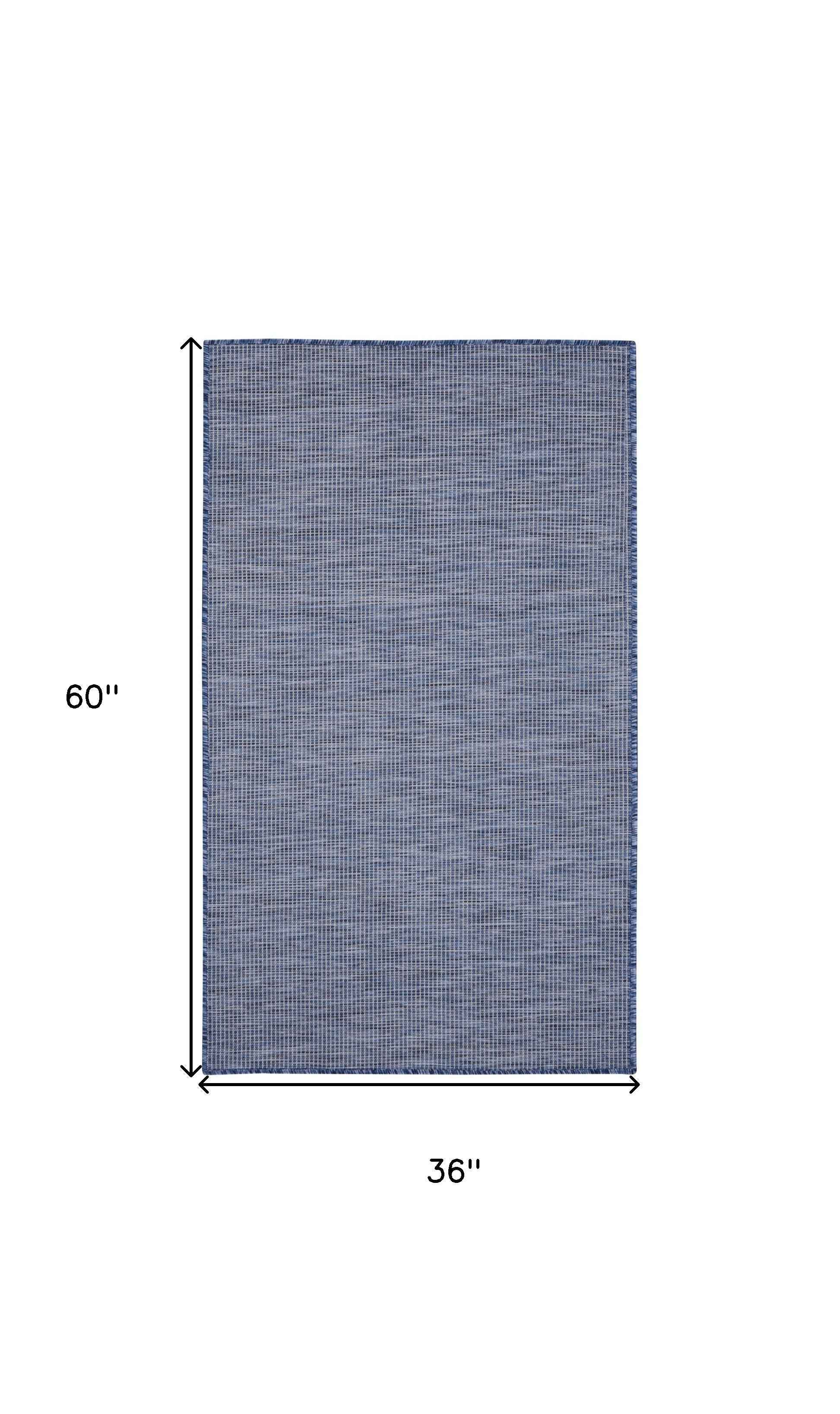 3' X 5' Navy Blue And Ivory Indoor Outdoor Area Rug