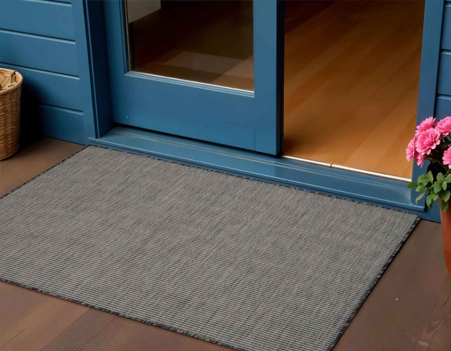 3' X 5' Charcoal And Ivory Indoor Outdoor Area Rug