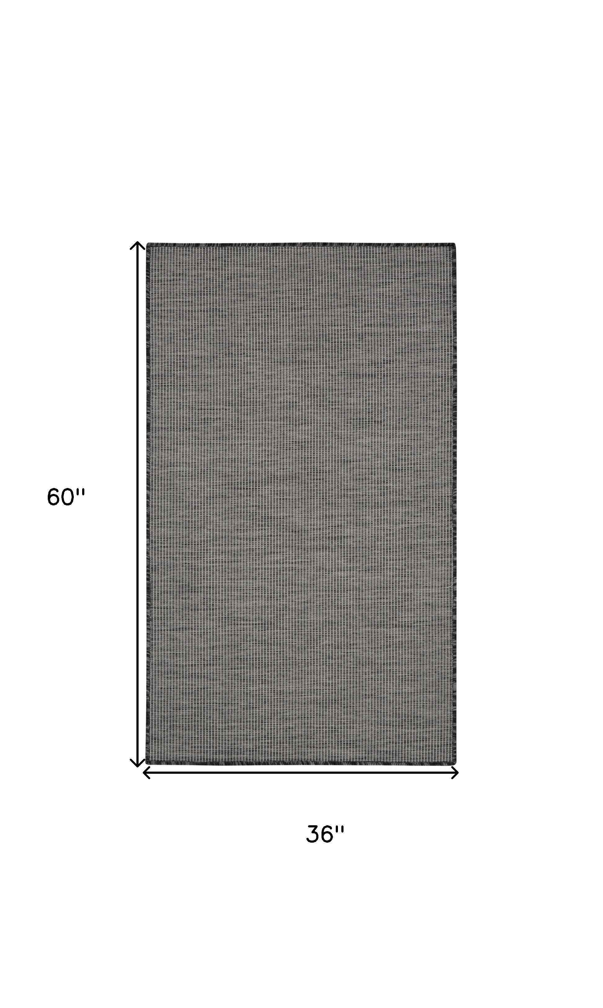 3' X 5' Charcoal And Ivory Indoor Outdoor Area Rug