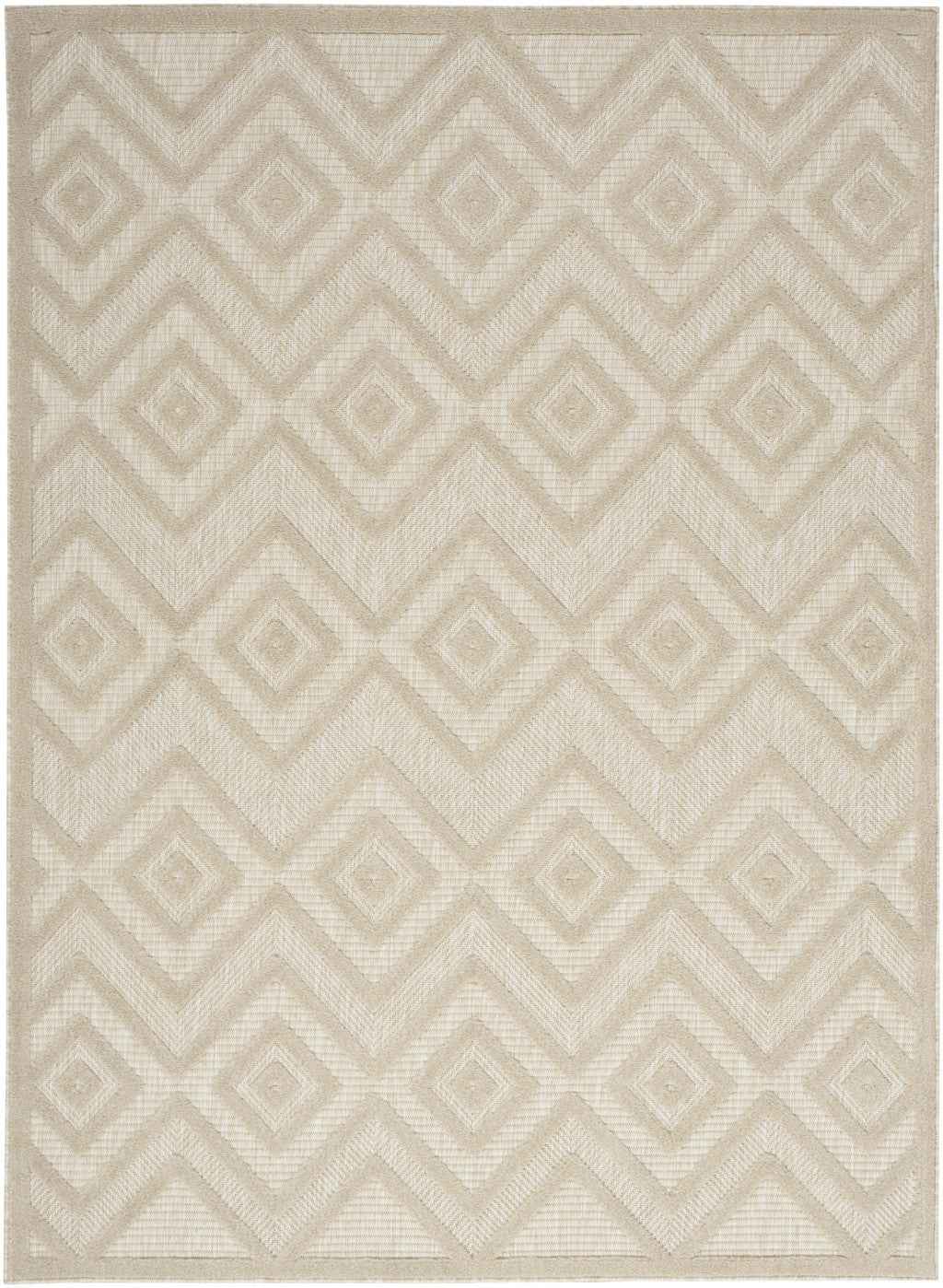 5' X 7' Cream And Beige Geometric Indoor Outdoor Area Rug
