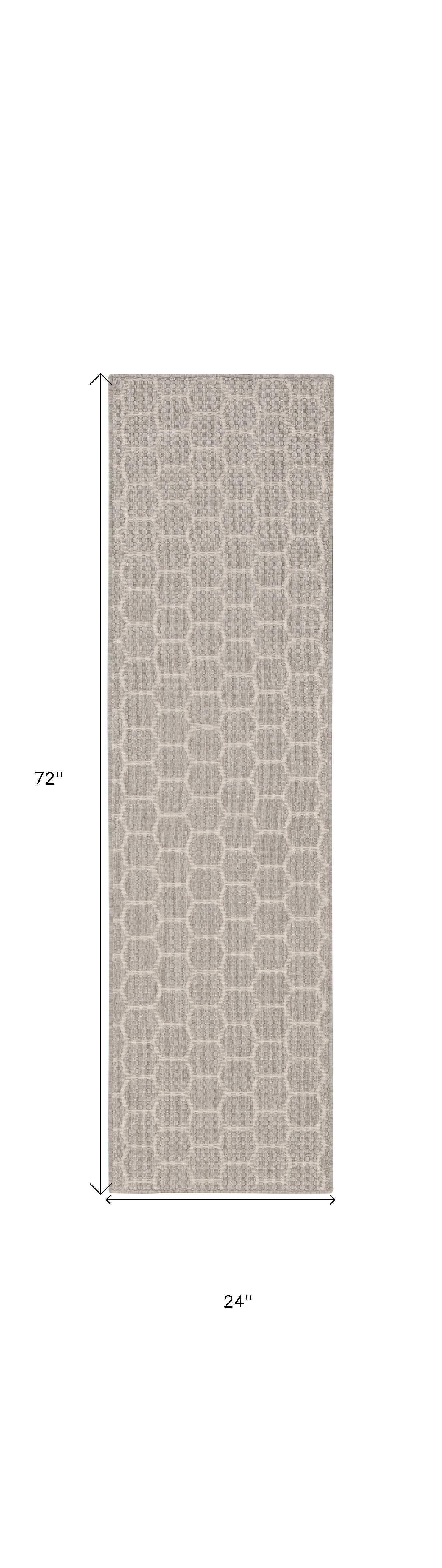6' Gray And Ivory Geometric Indoor Outdoor Area Rug