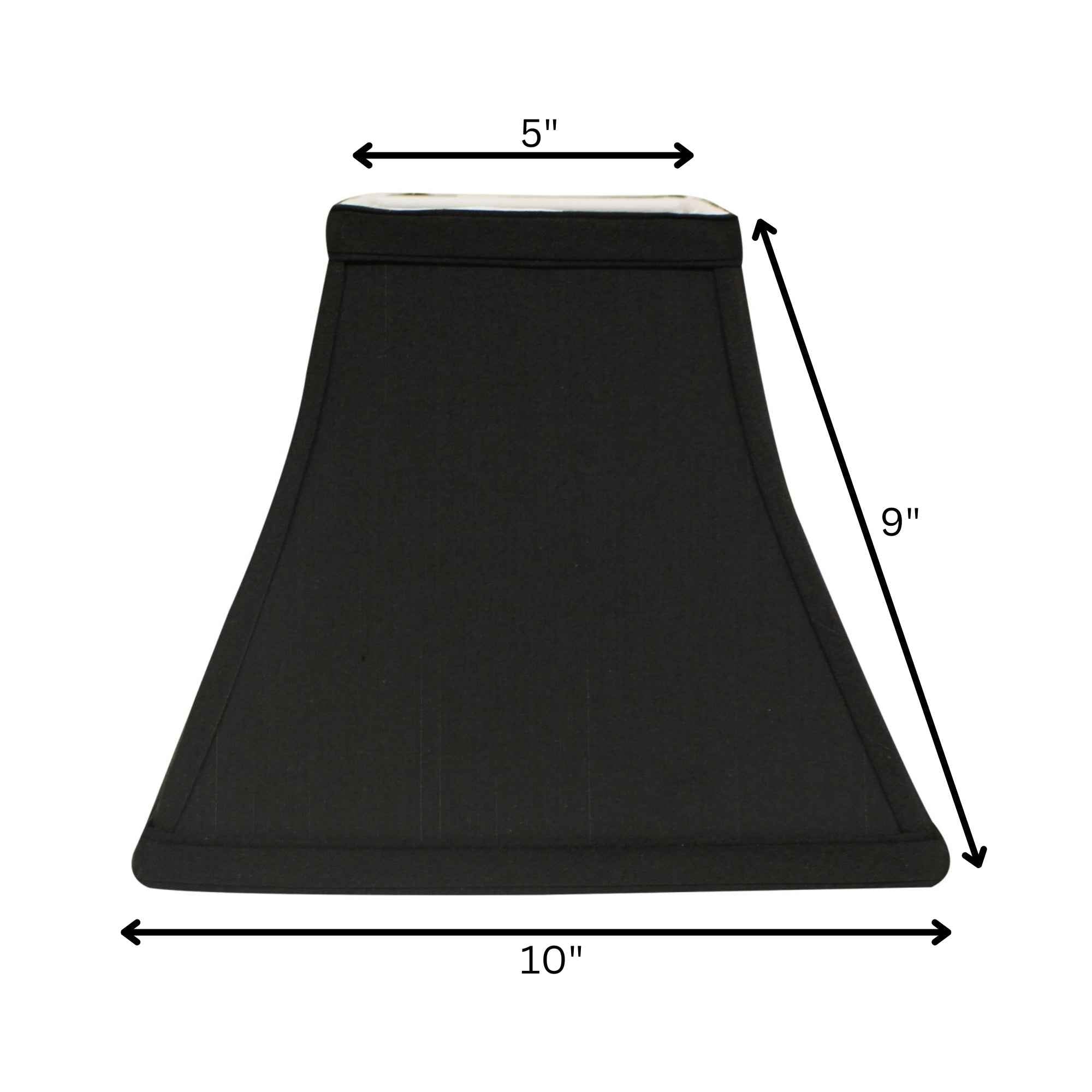 Black Shantung Silk Square Lamp Shade