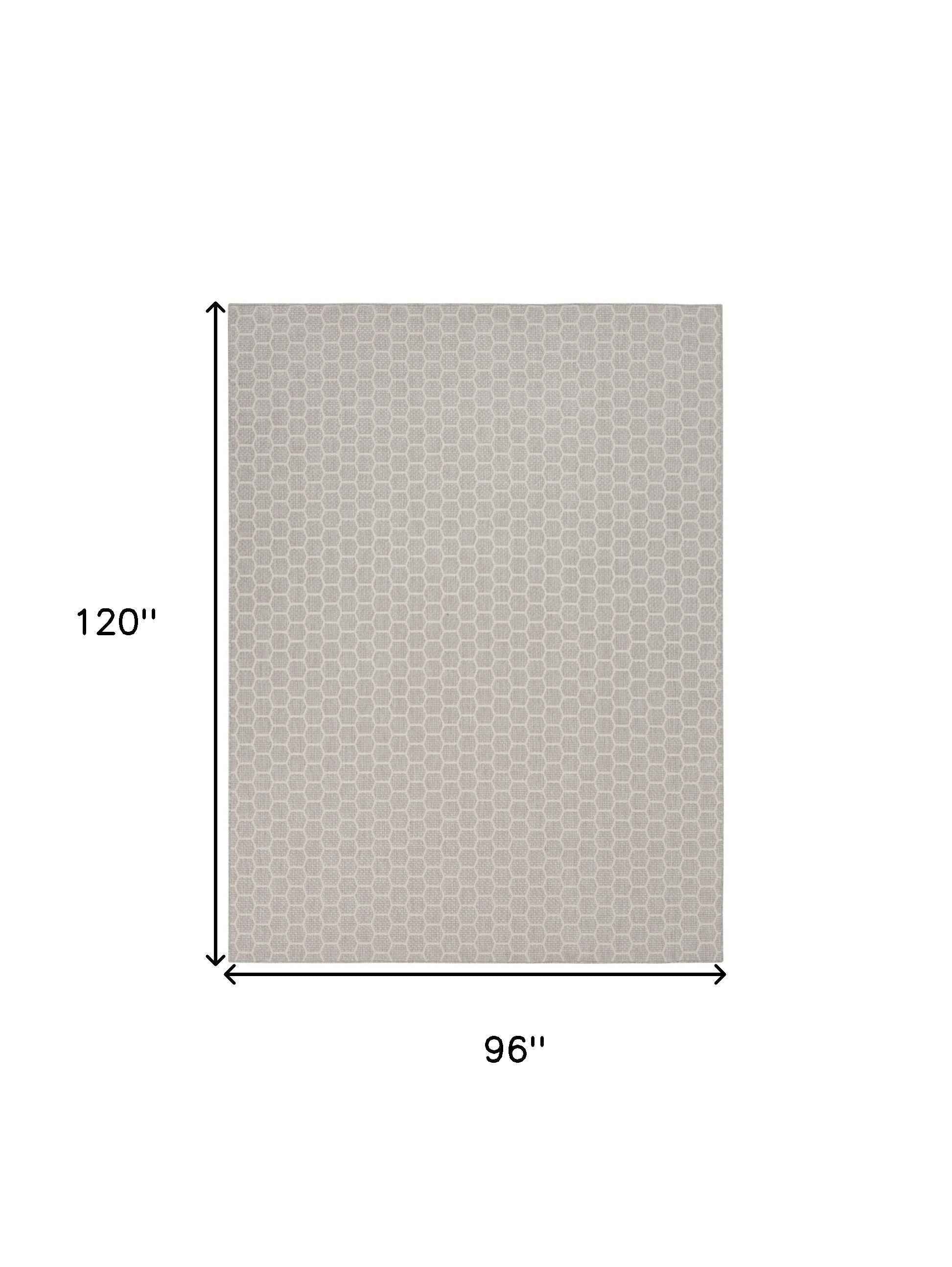 8' X 10' Gray And Ivory Geometric Indoor Outdoor Area Rug