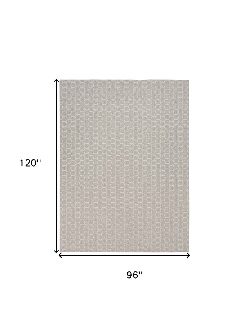 8' X 10' Gray And Ivory Geometric Indoor Outdoor Area Rug