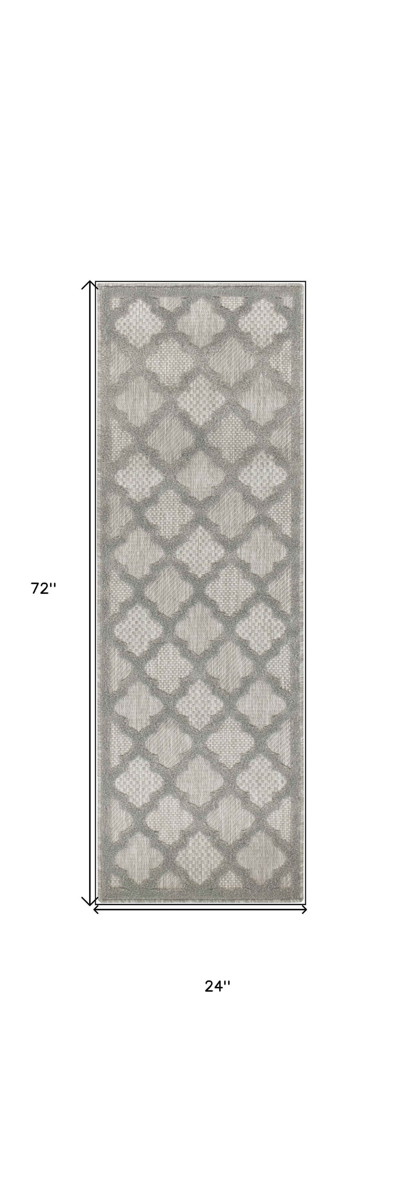 6' Silver And Gray Geometric Indoor Outdoor Area Rug
