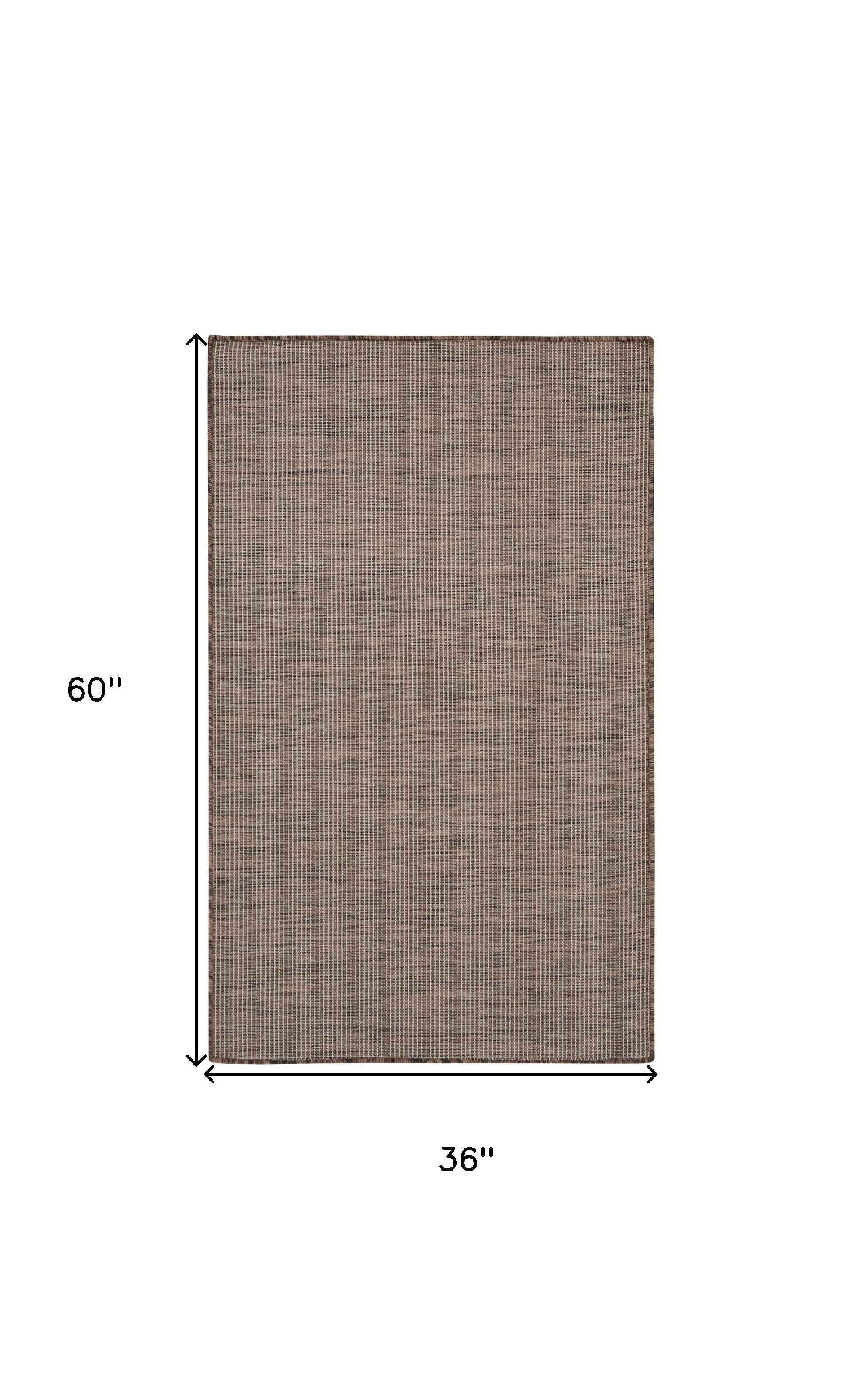 3' X 5' Natural Ivory And Brown Indoor Outdoor Area Rug