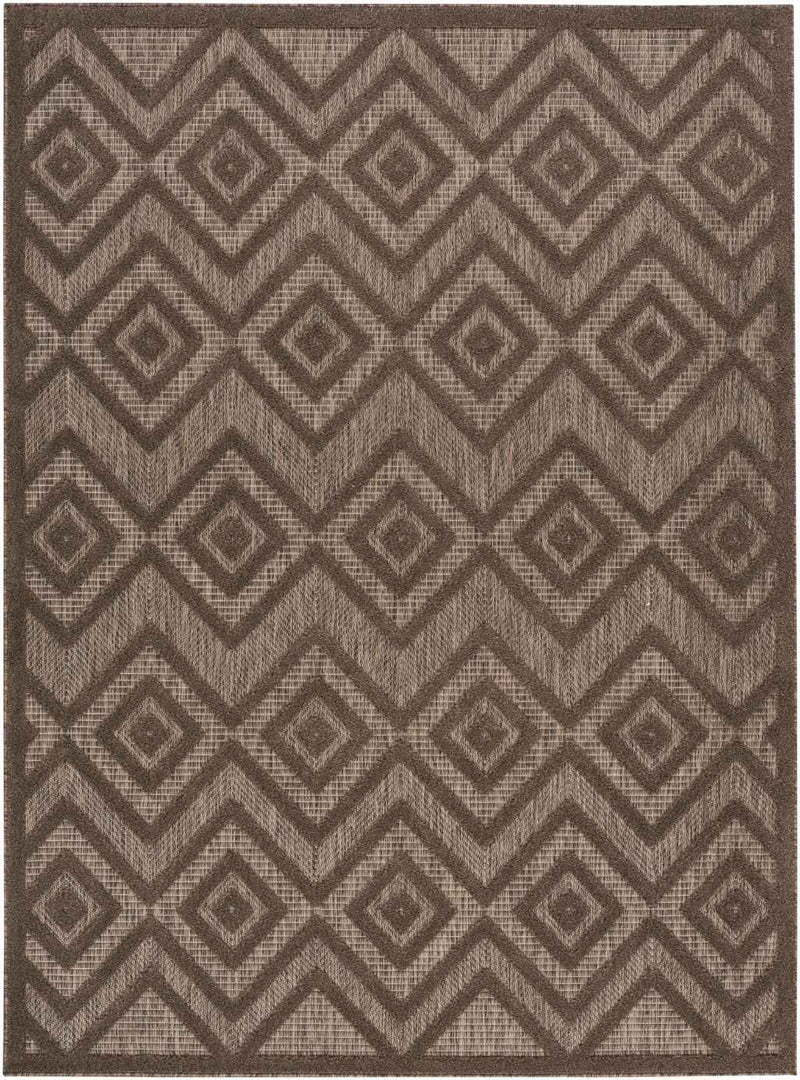 4' X 6' Dark Brown And Light Brown Geometric Indoor Outdoor Area Rug