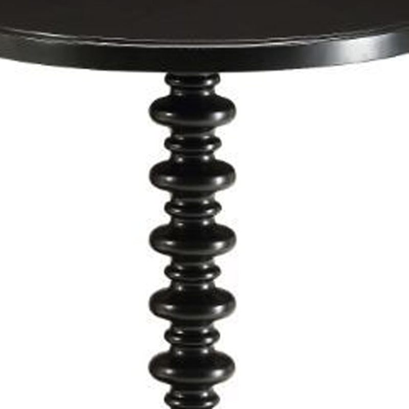 22" Black Solid Wood Round End Table - Living Room