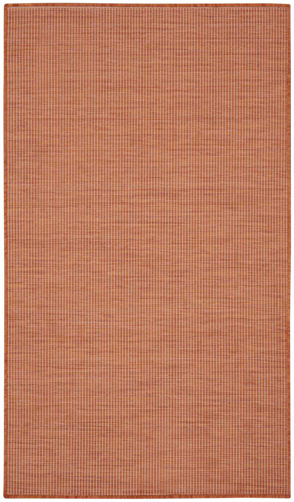 3' X 5' Rust And Ivory Indoor Outdoor Area Rug