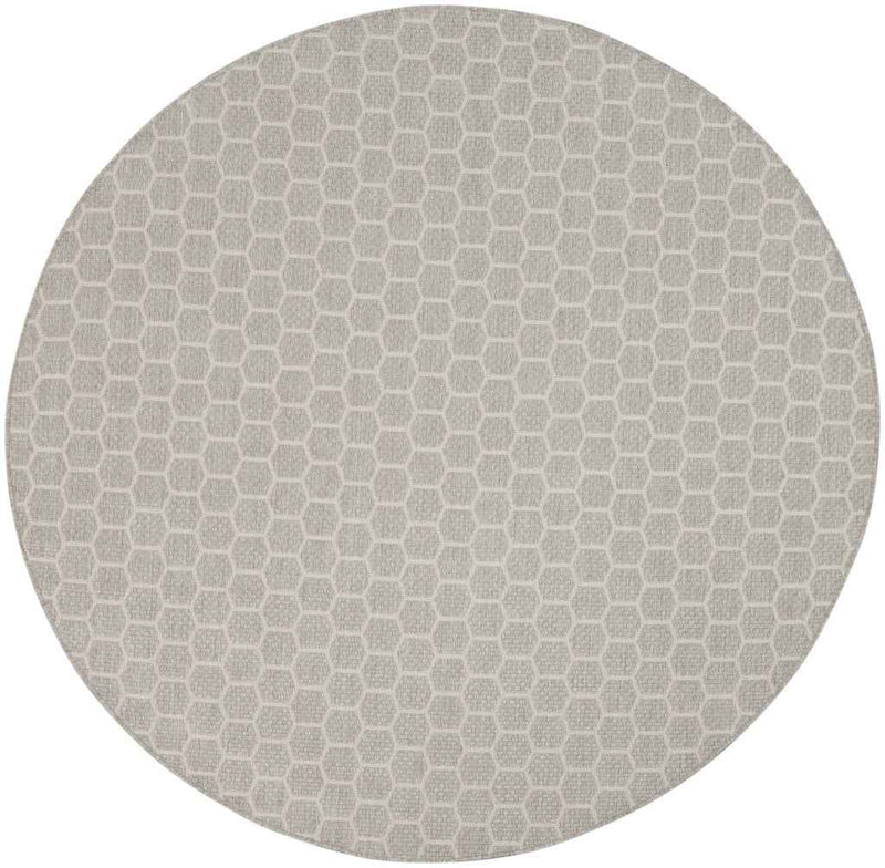 8' Gray And Ivory Geometric Indoor Outdoor Area Rug