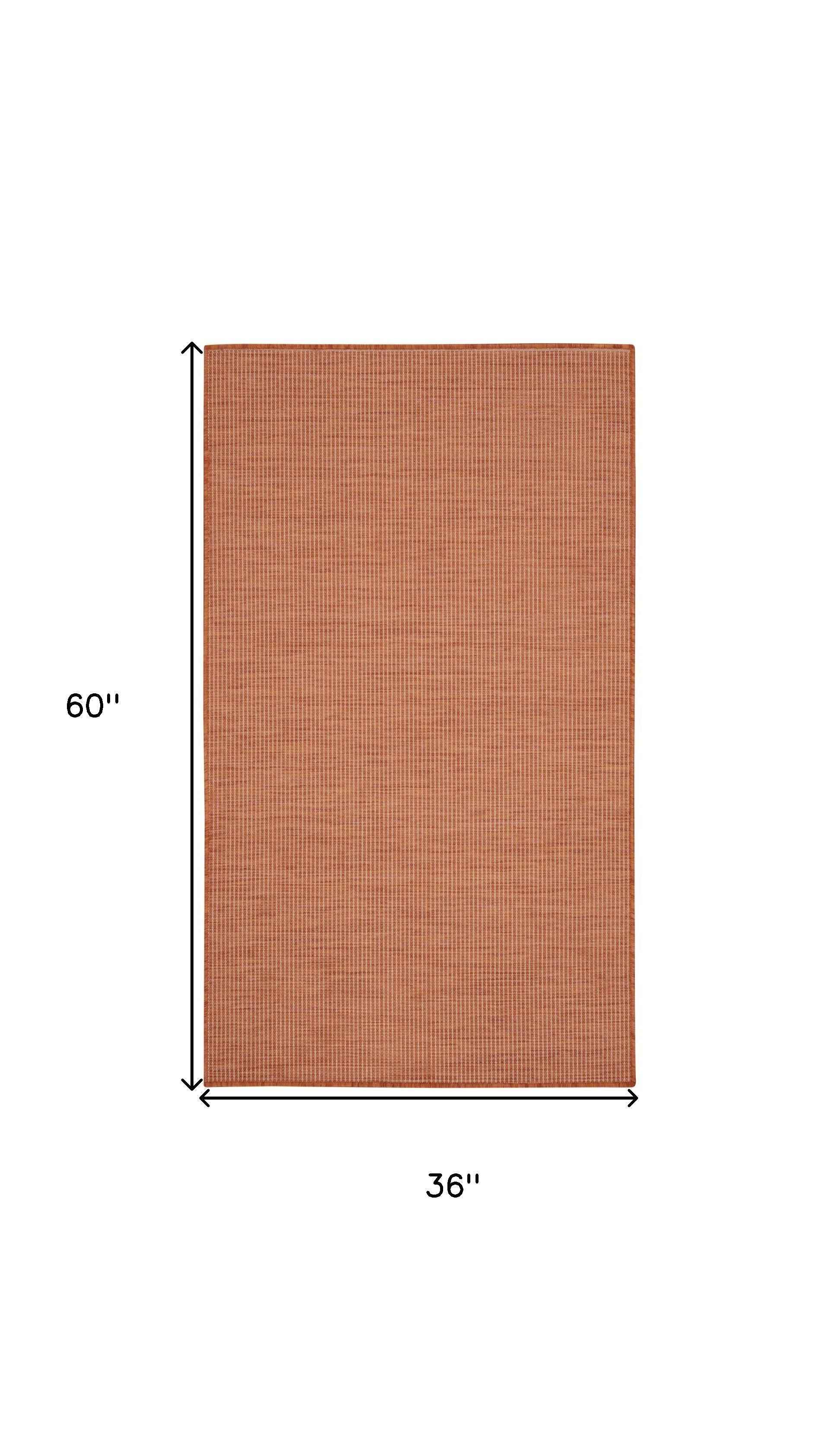 3' X 5' Rust And Ivory Indoor Outdoor Area Rug