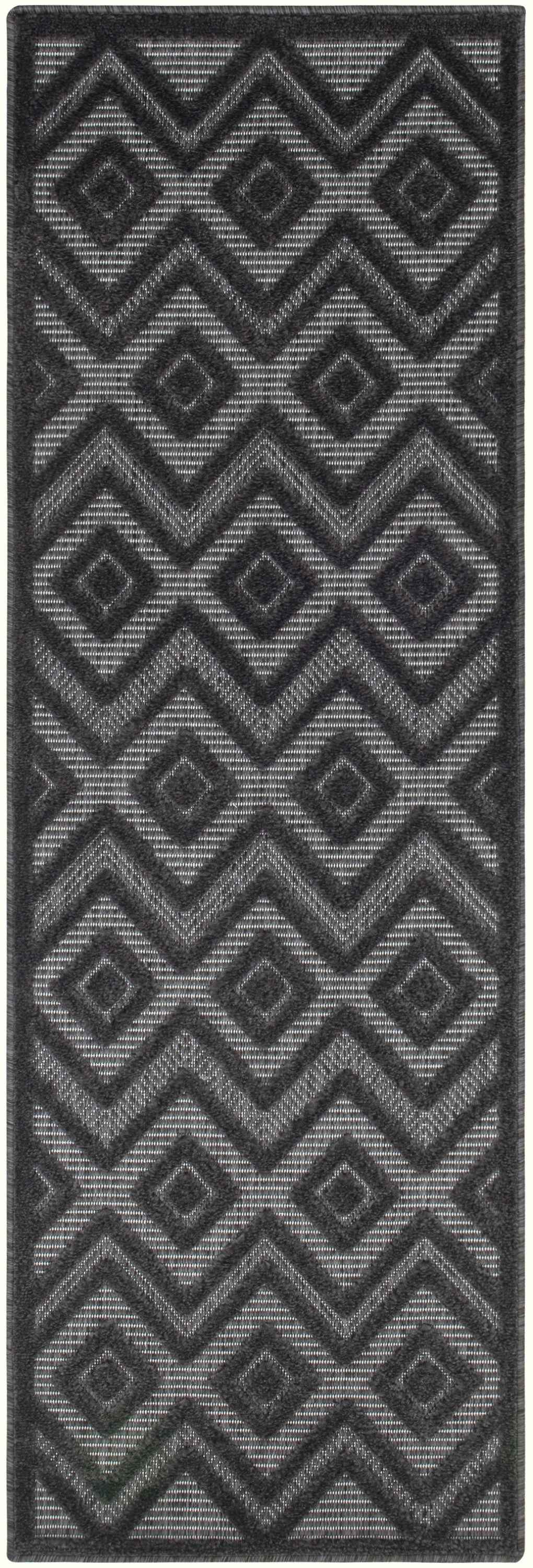 6' Charcoal And Black Geometric Indoor Outdoor Area Rug
