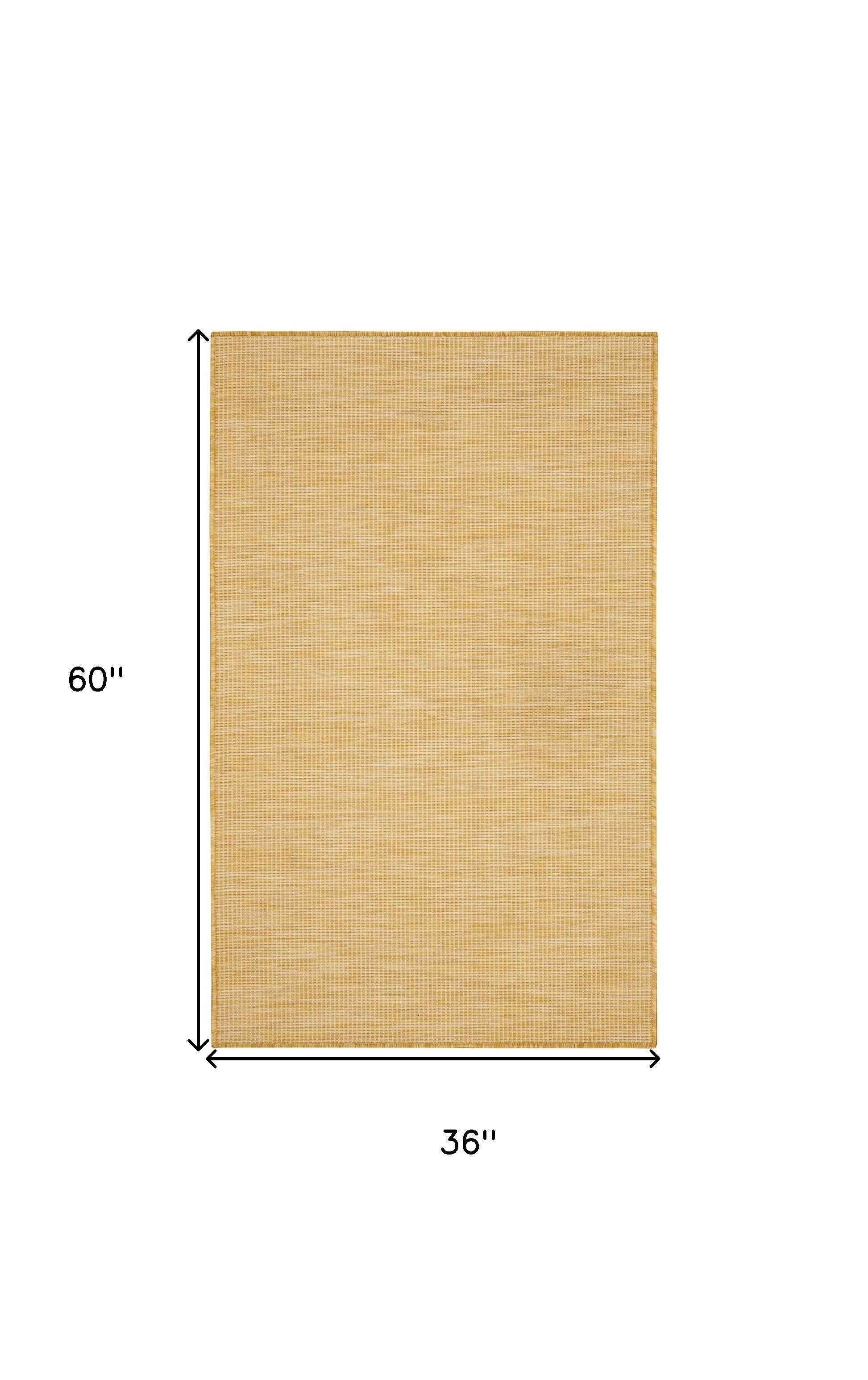 3' X 5' Yellow And Ivory Indoor Outdoor Area Rug