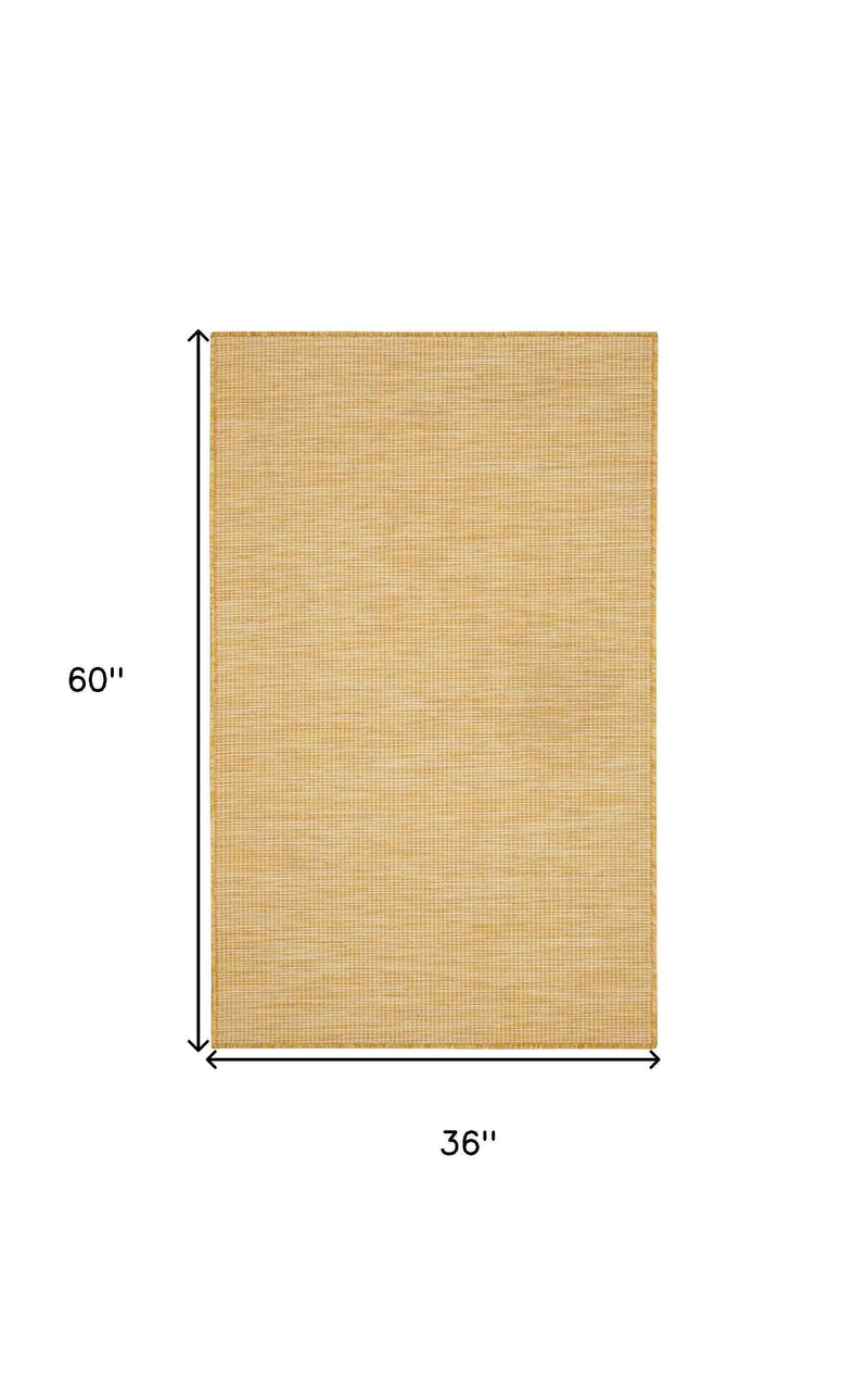 3' X 5' Yellow And Ivory Indoor Outdoor Area Rug