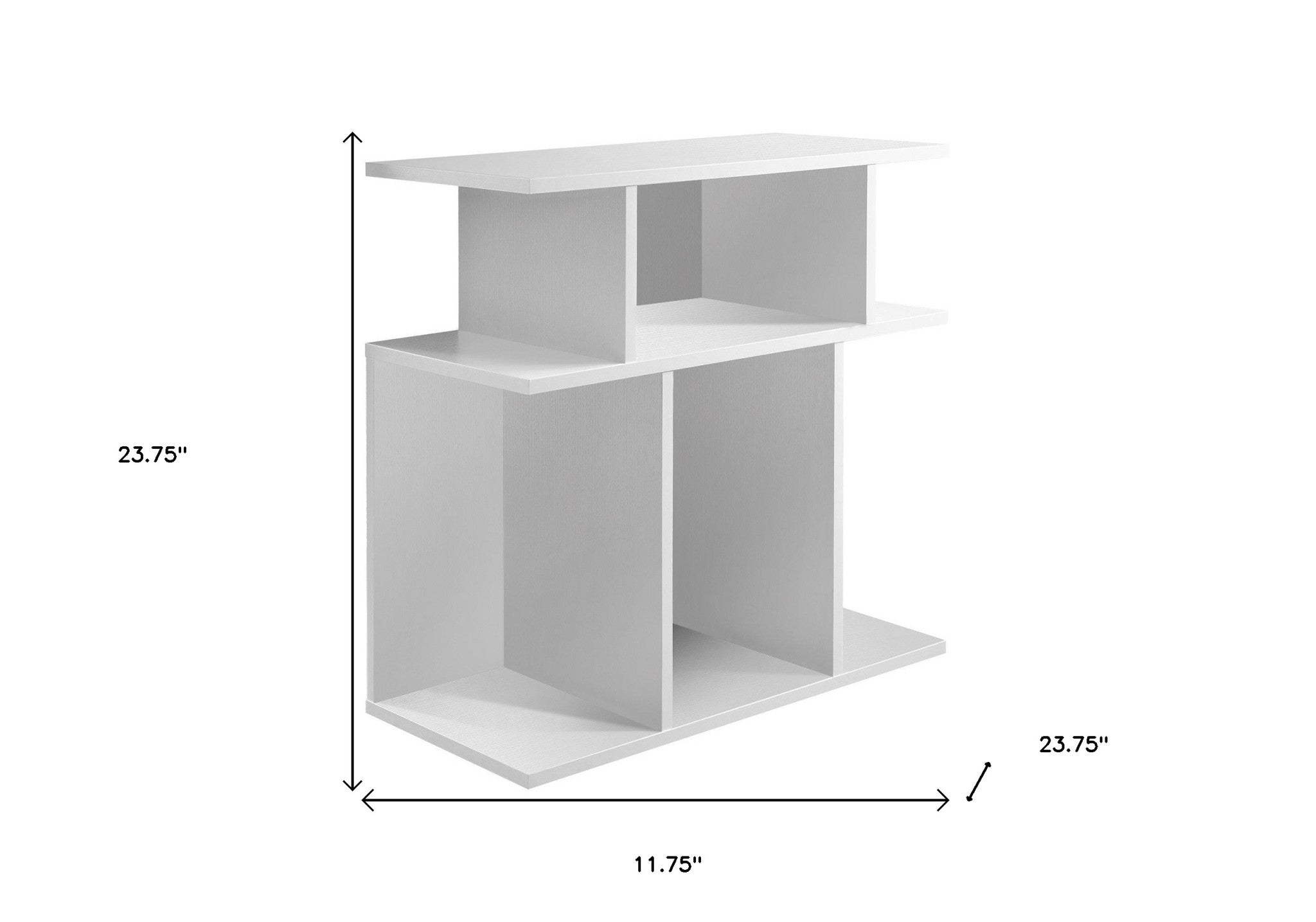 24" White Wood End Table With Six Open Shelves - Living Room