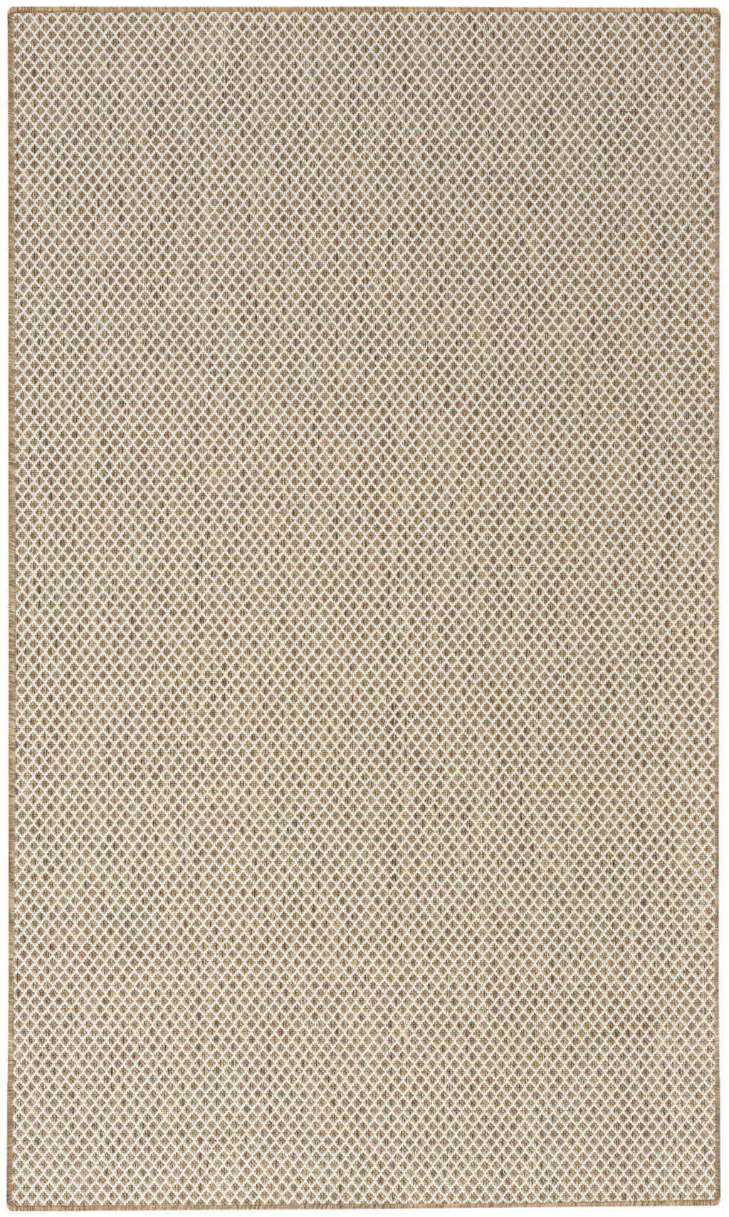 Geometric area rug in natural and ivory with diamond lattice pattern and border edging
