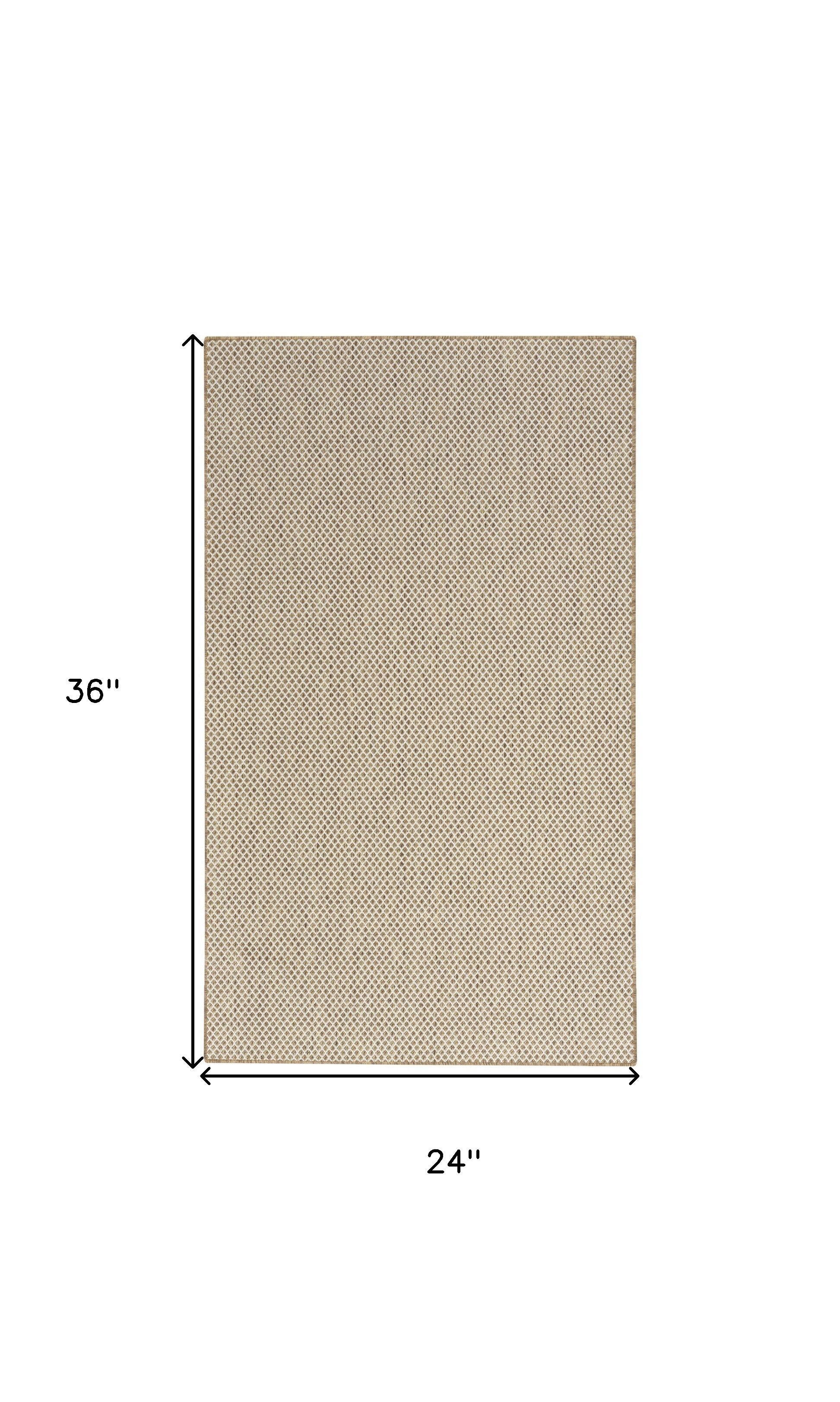 Natural and ivory geometric area rug, 24 in x 36 in size diagram