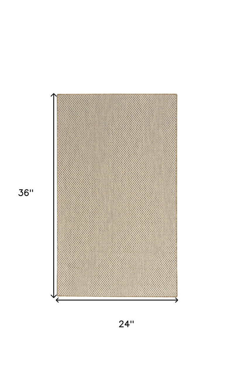 Natural and ivory geometric area rug, 24 in x 36 in size diagram