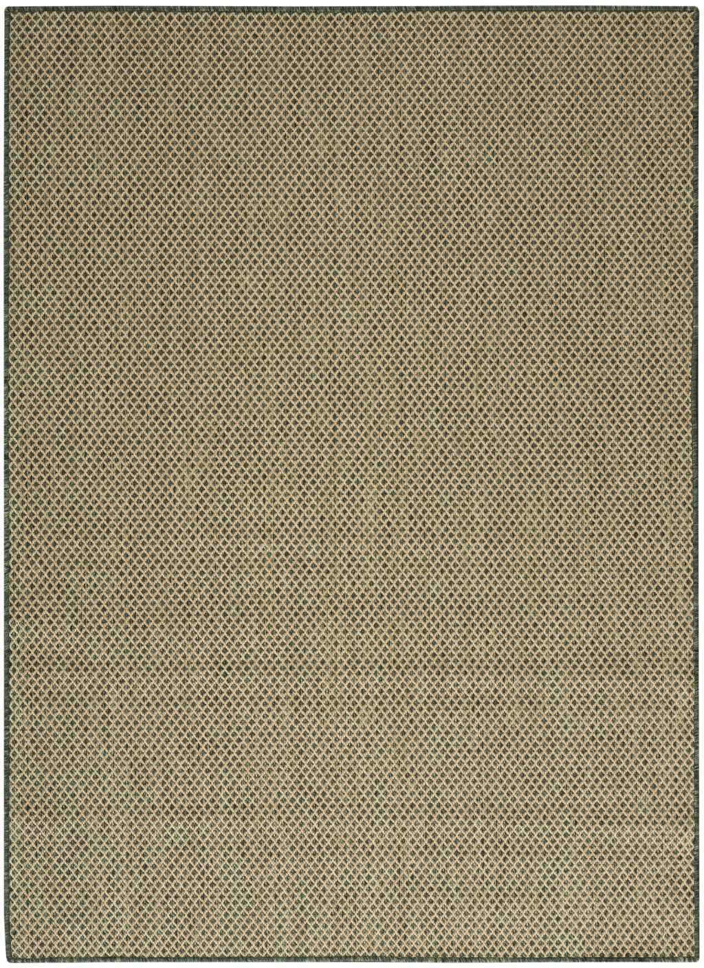5' X 7' Green And Taupe Geometric Indoor Outdoor Area Rug