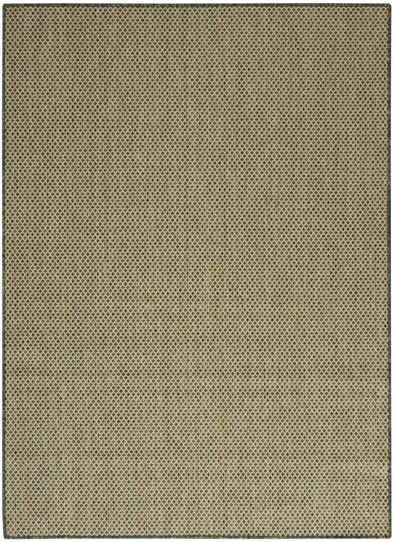 5' X 7' Green And Taupe Geometric Indoor Outdoor Area Rug