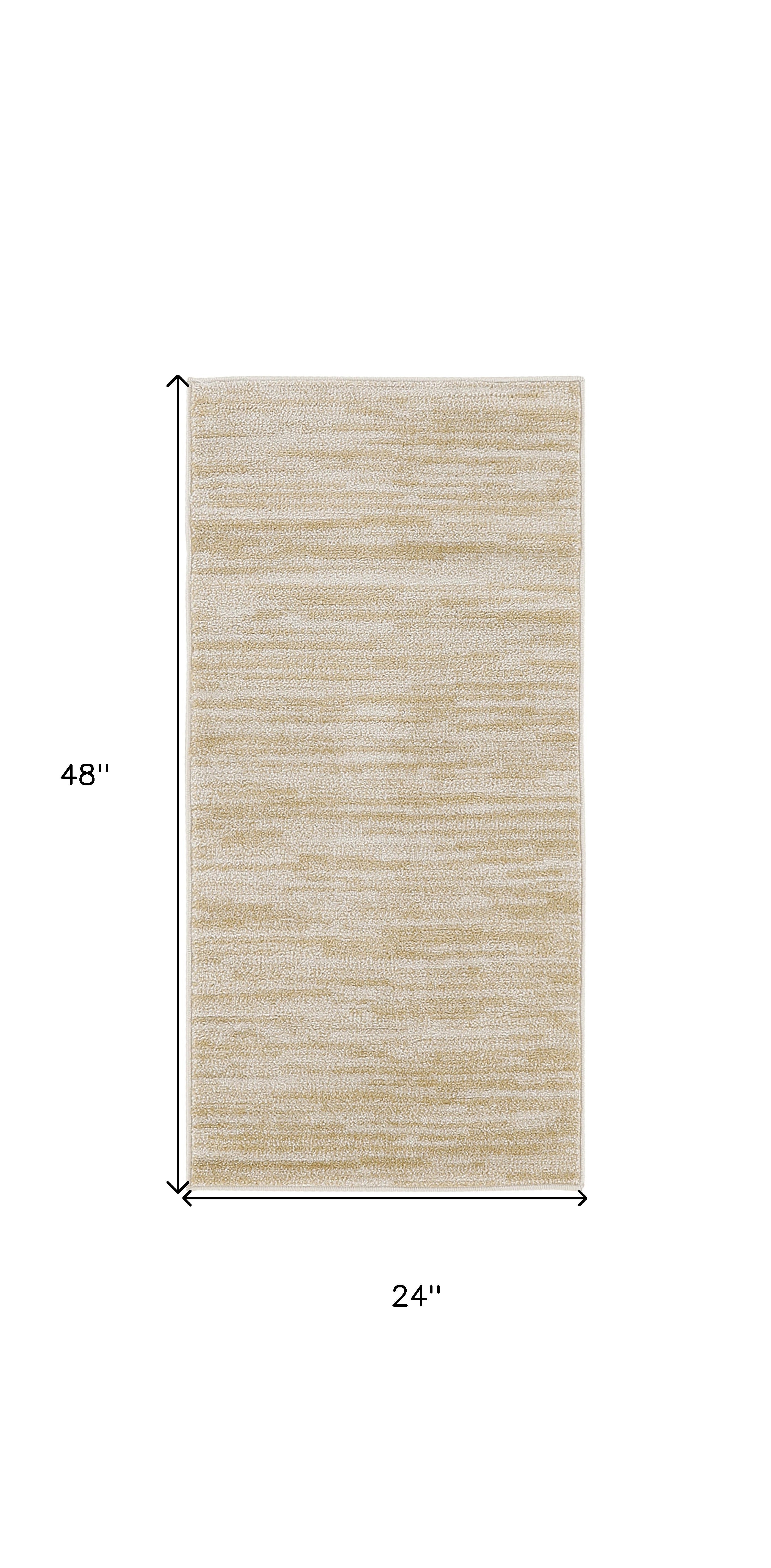 Ivory and gold abstract area rug, 24 x 48 in rectangular