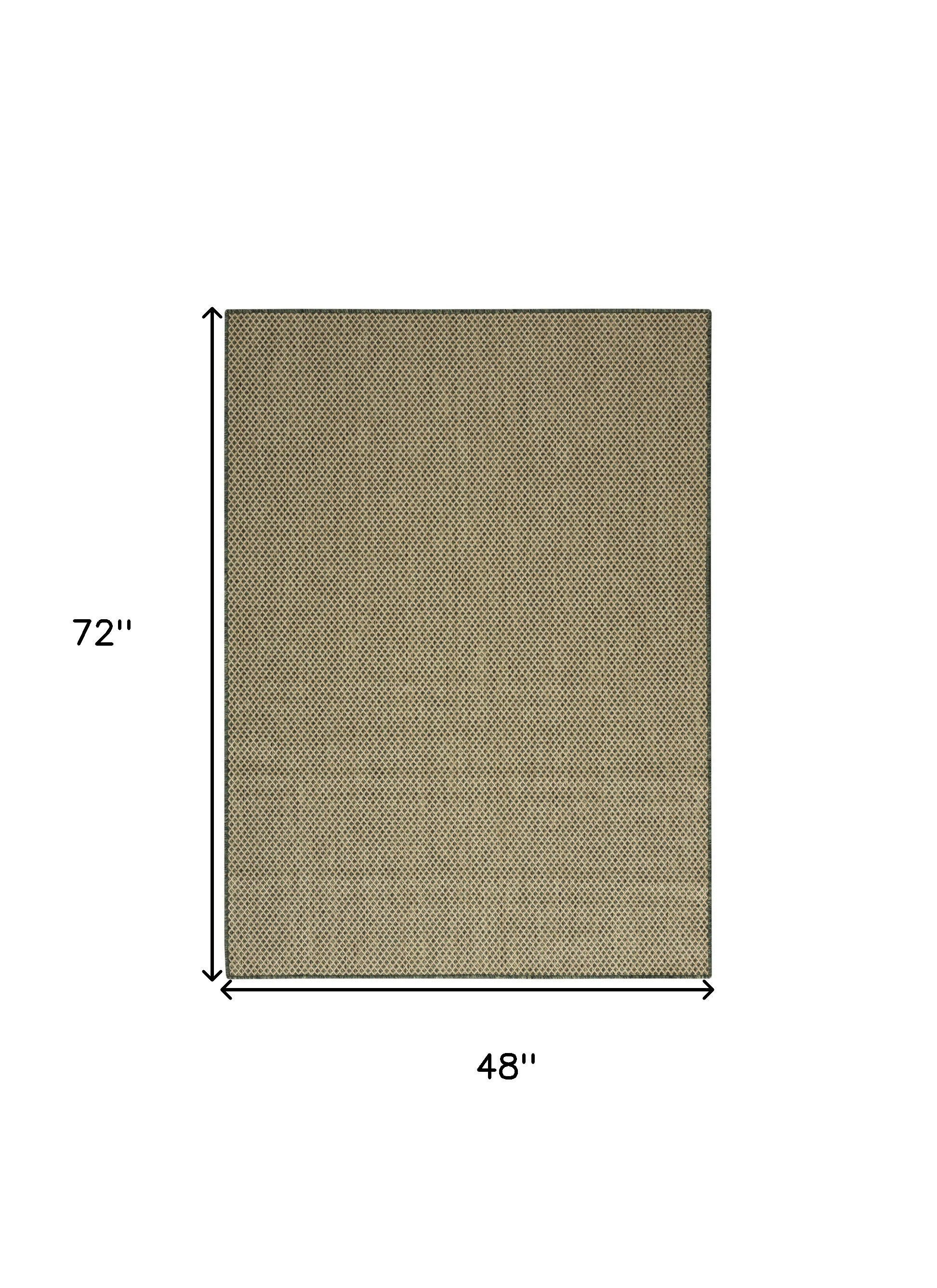 4' X 6' Green And Taupe Geometric Indoor Outdoor Area Rug - Outdoor